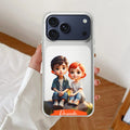 Cute Love Couple Customize Anti Yellow Clear Case For iPhone 17 Pro Max