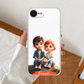Cute Love Couple Customize Anti Yellow Clear Case For iPhone 17e