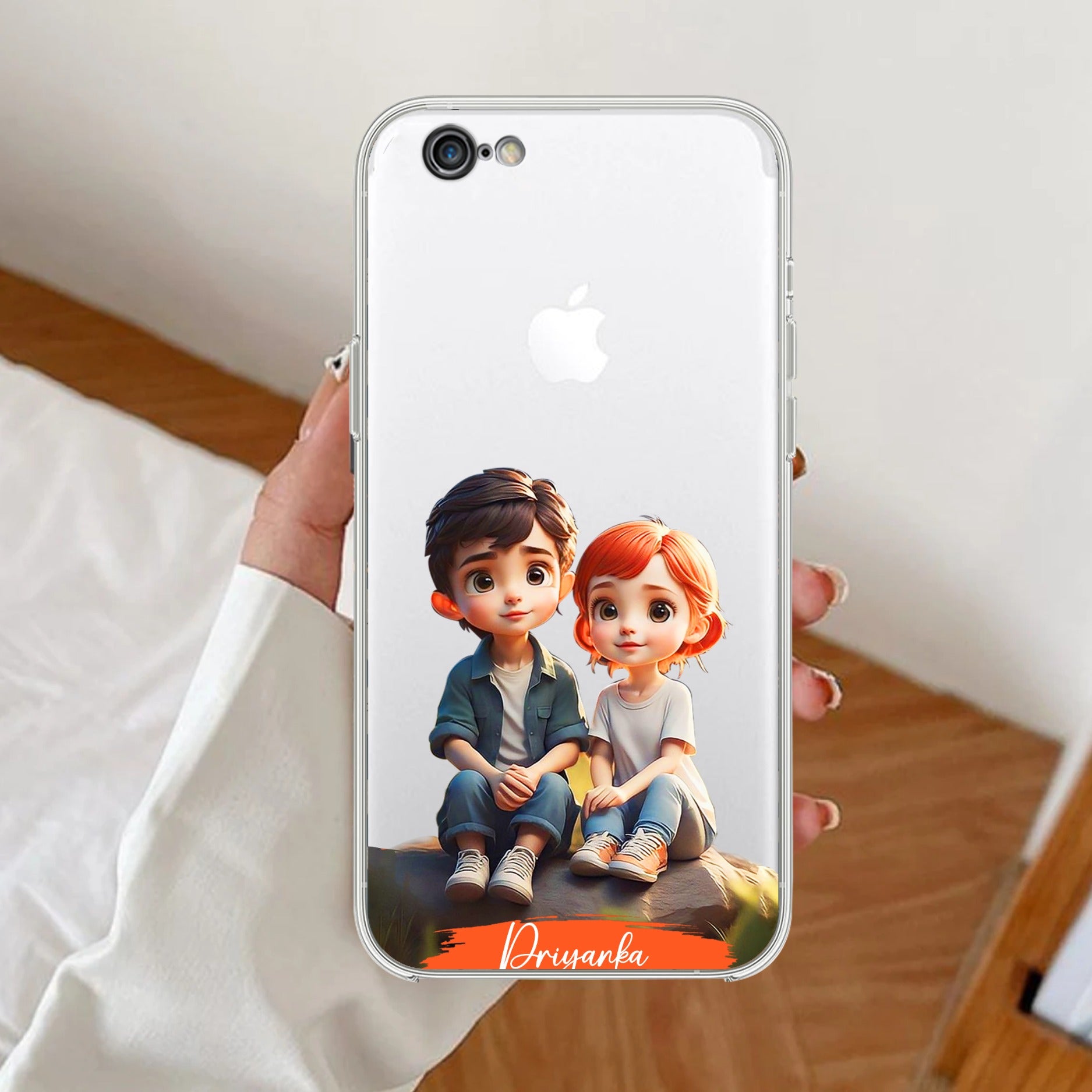 Cute Love Couple Customize Transparent Silicon Case For iPhone 7 / iPhone 8 / iPhone Se 2020