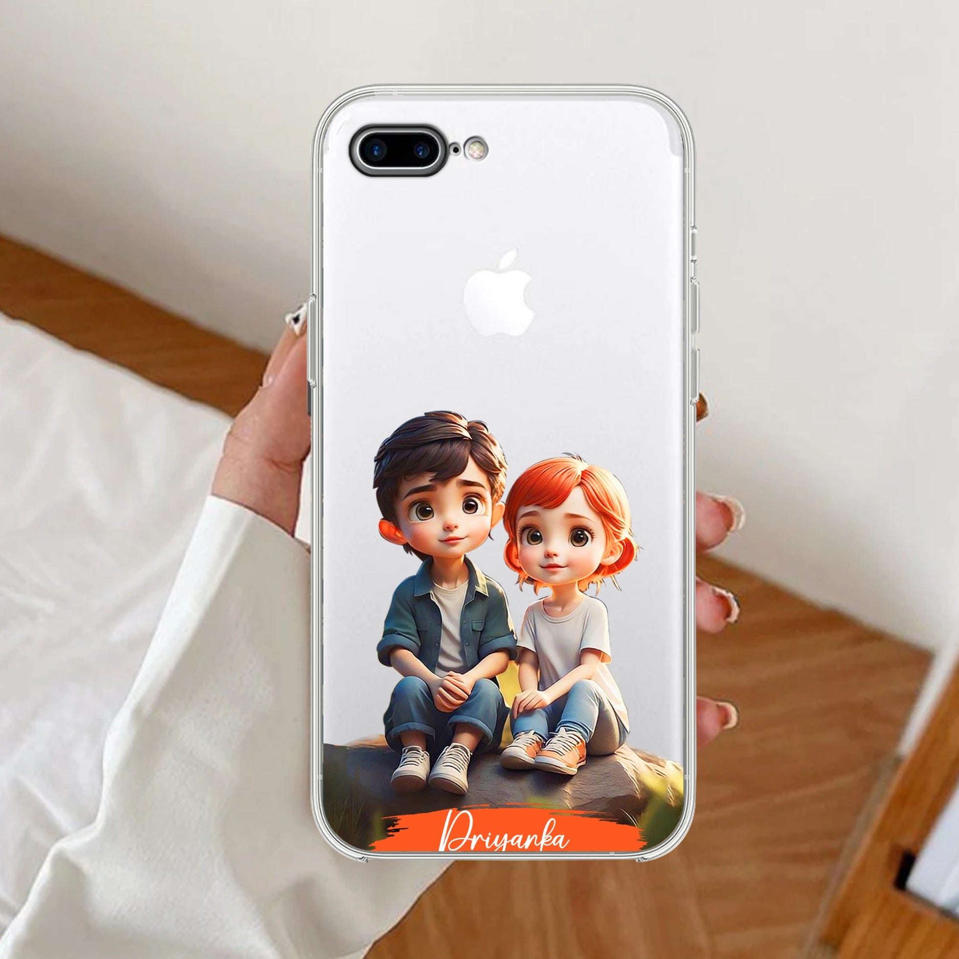 Cute Love Couple Customize Transparent Silicon Case For iPhone