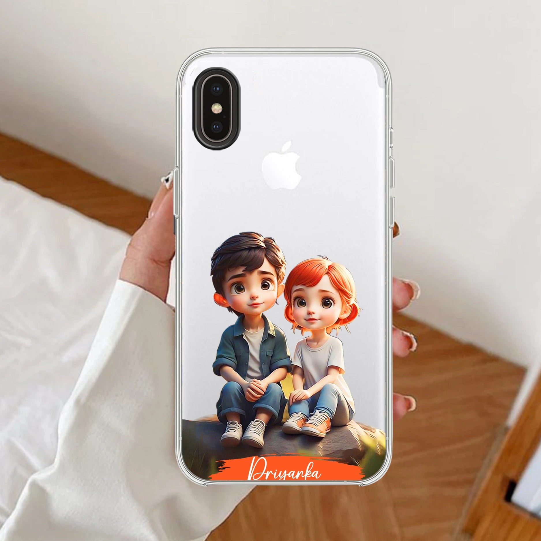 Cute Love Couple Customize Transparent Silicon Case For iPhone Xs Max