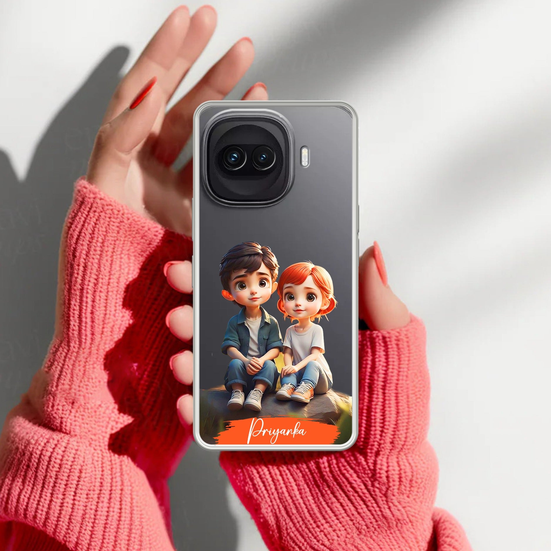 Cute Love Couple Customize Transparent Silicon Case For iQOO 15R 5G