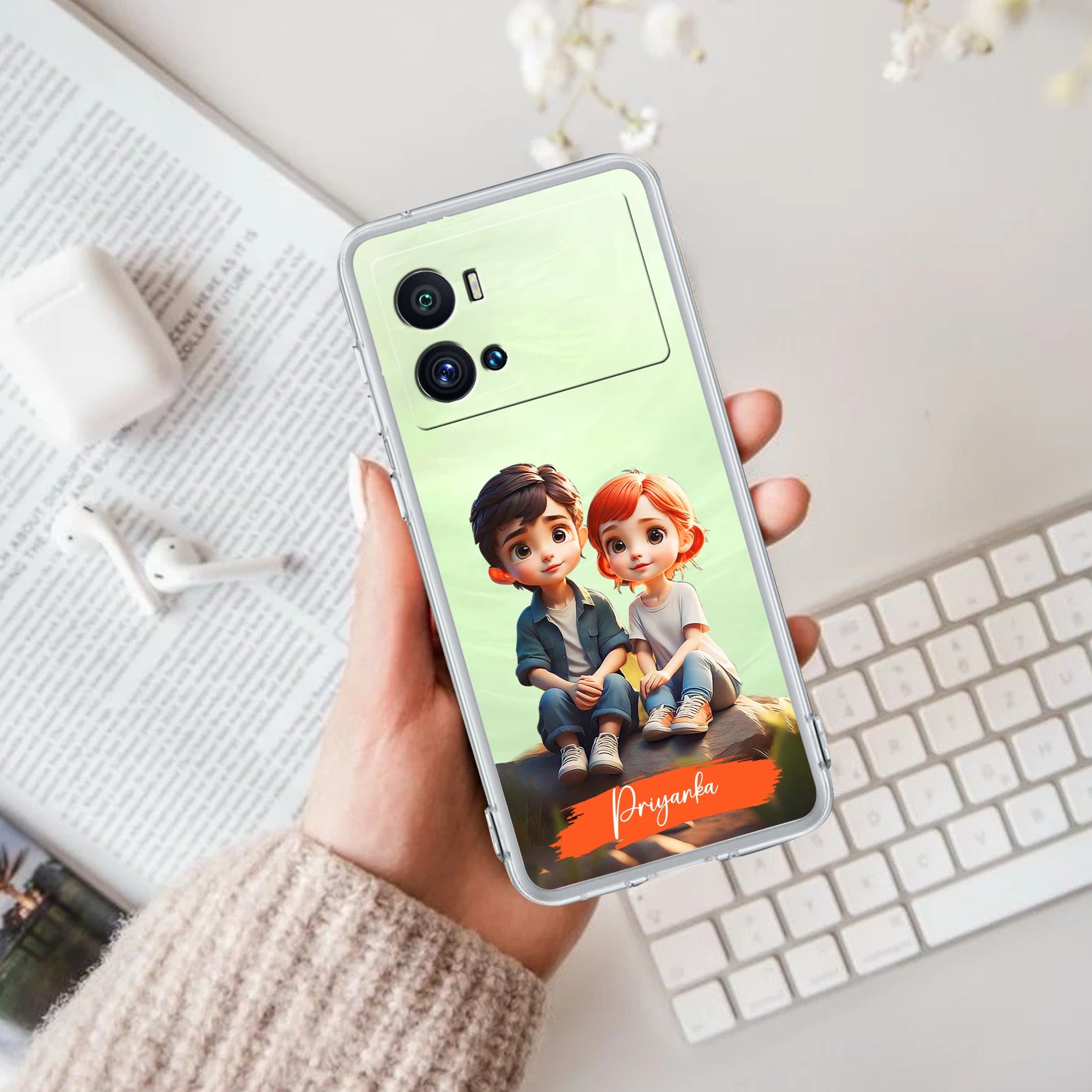 Cute Love Couple Customize Anti Yellow Case For iQOO 9 Pro 5G