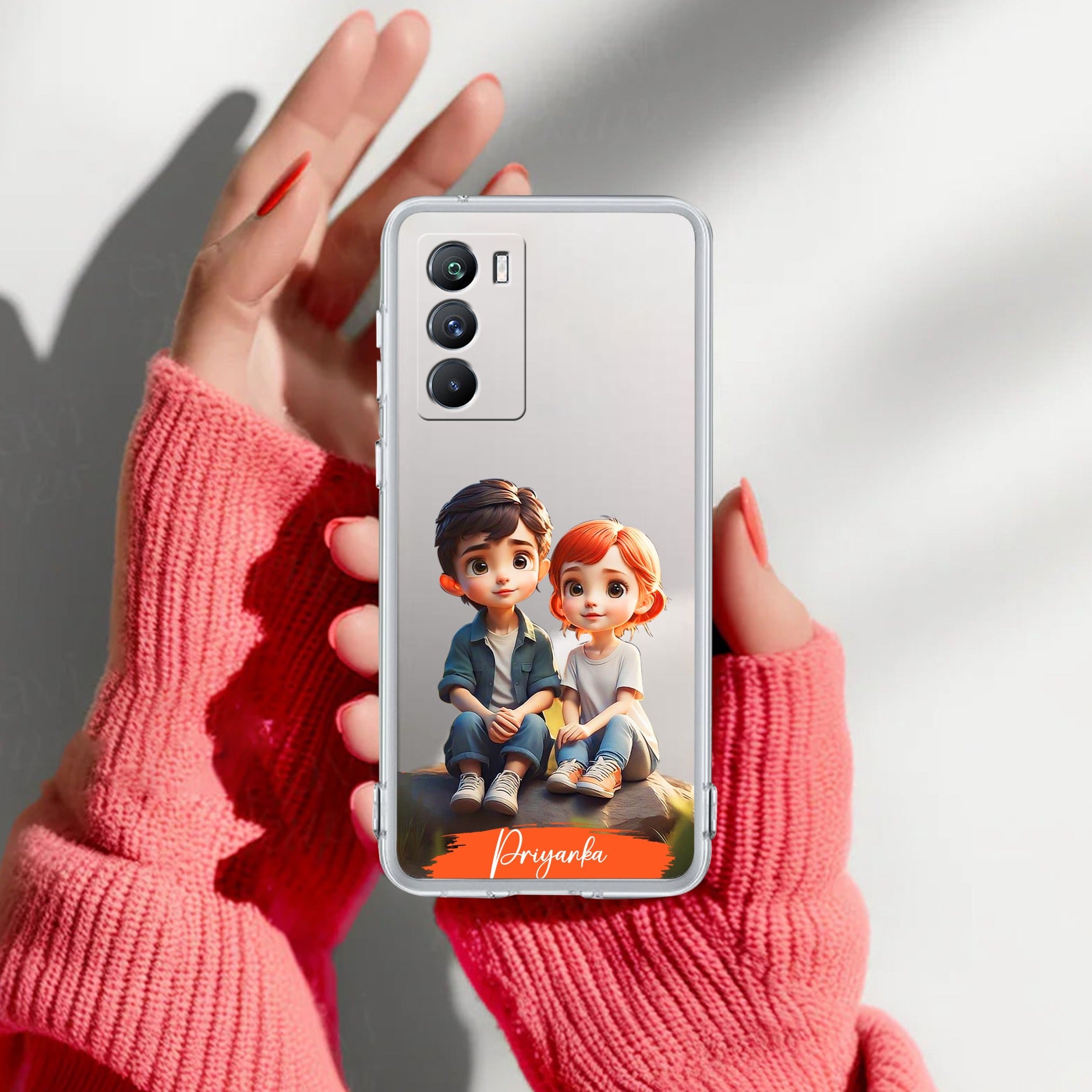 Cute Love Couple Customize Transparent Silicon Case For iQOO