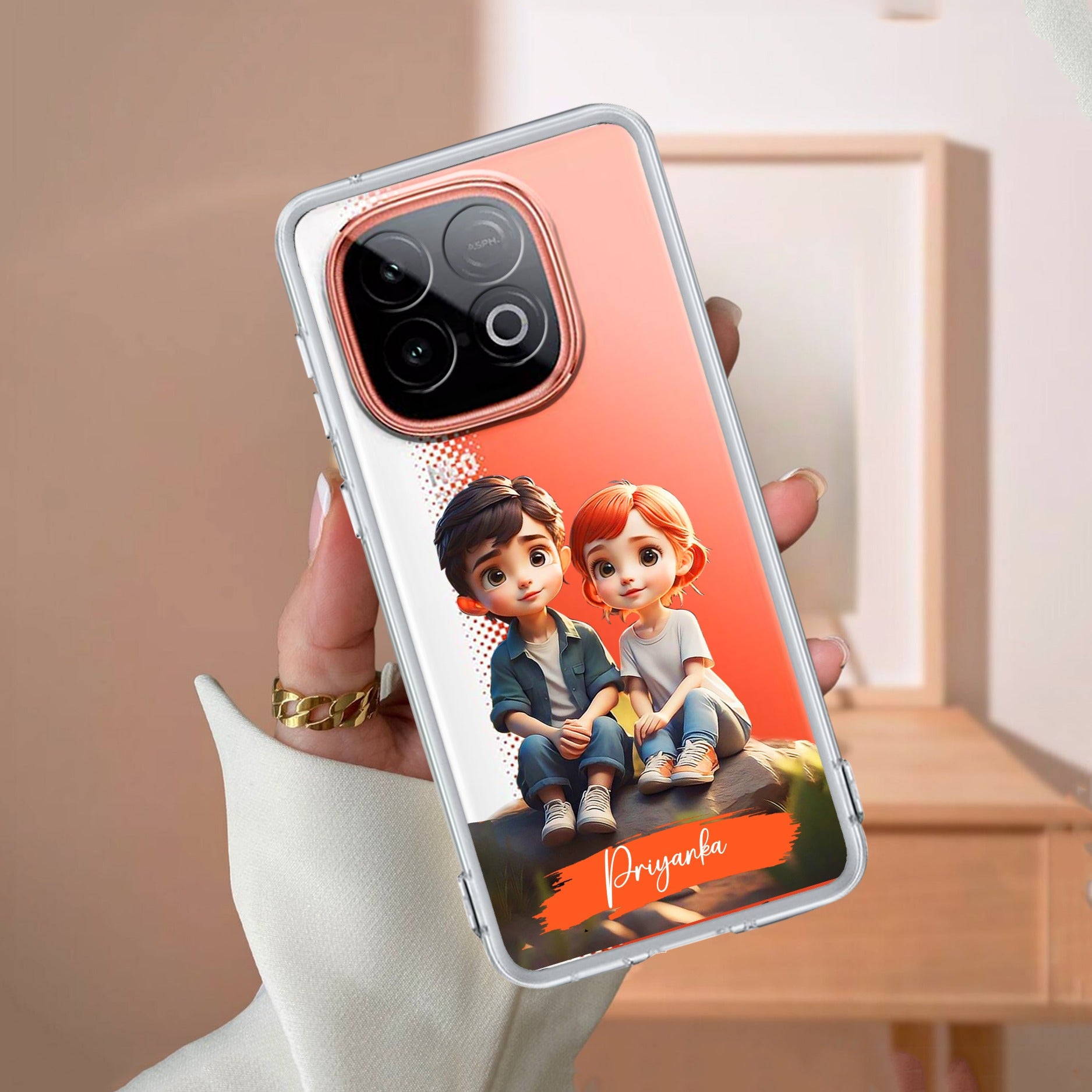Cute Love Couple Customize Transparent Silicon Case For iQOO Neo 10 5G