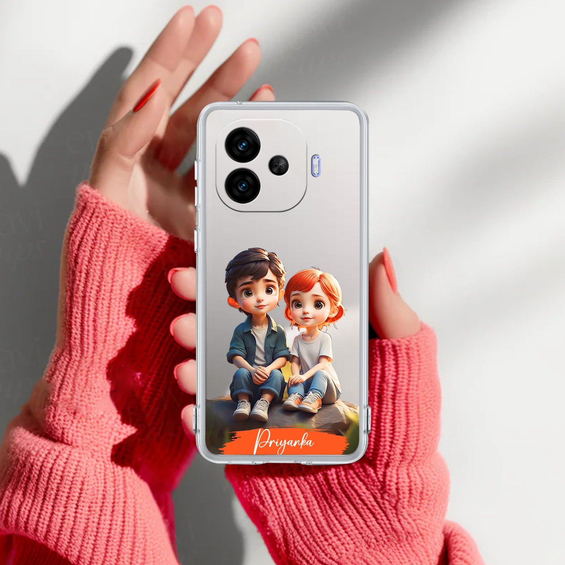 Cute Love Couple Customize Transparent Silicon Case For iQOO