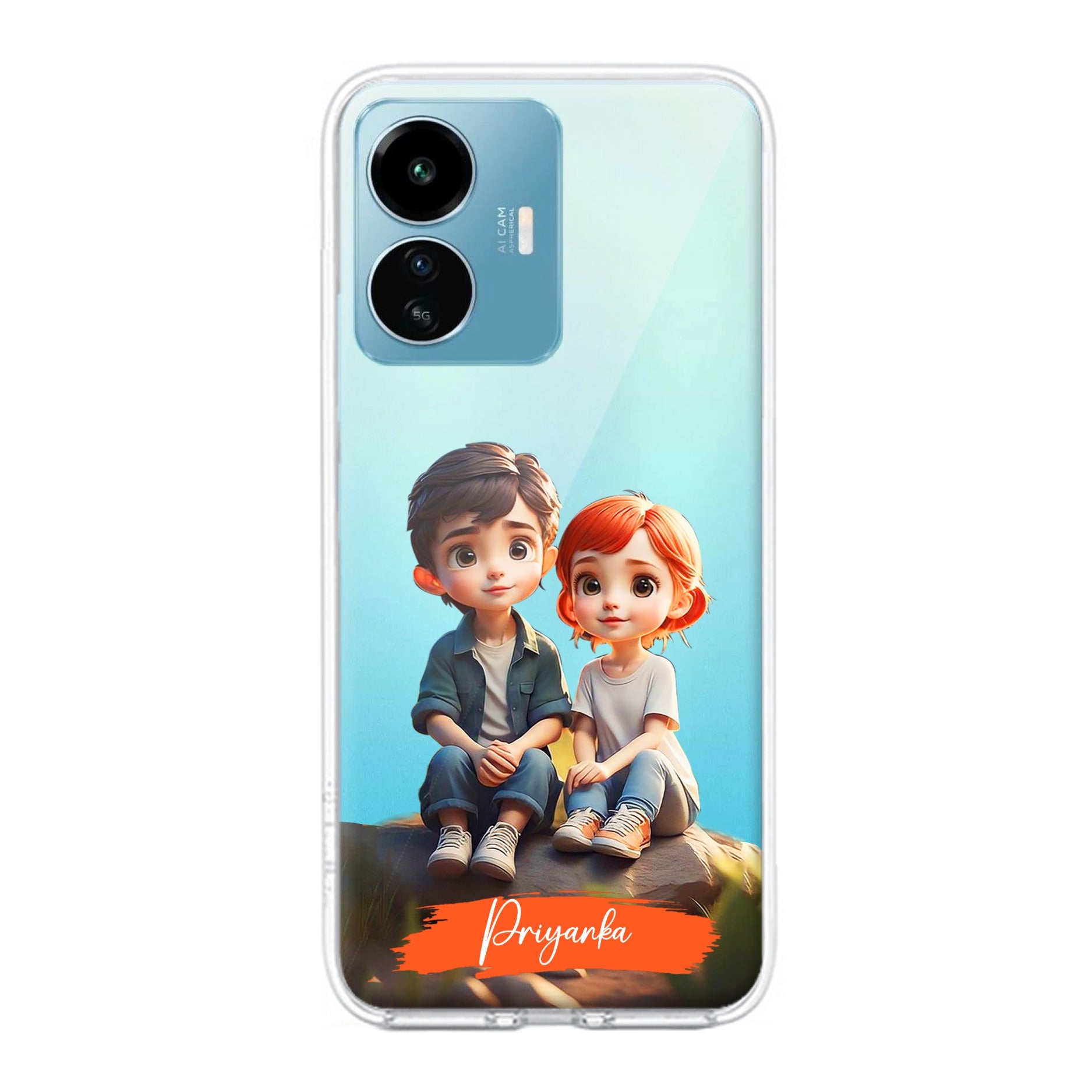 Cute Love Couple Customize Transparent Silicon Case For iQOO Z10x 5G