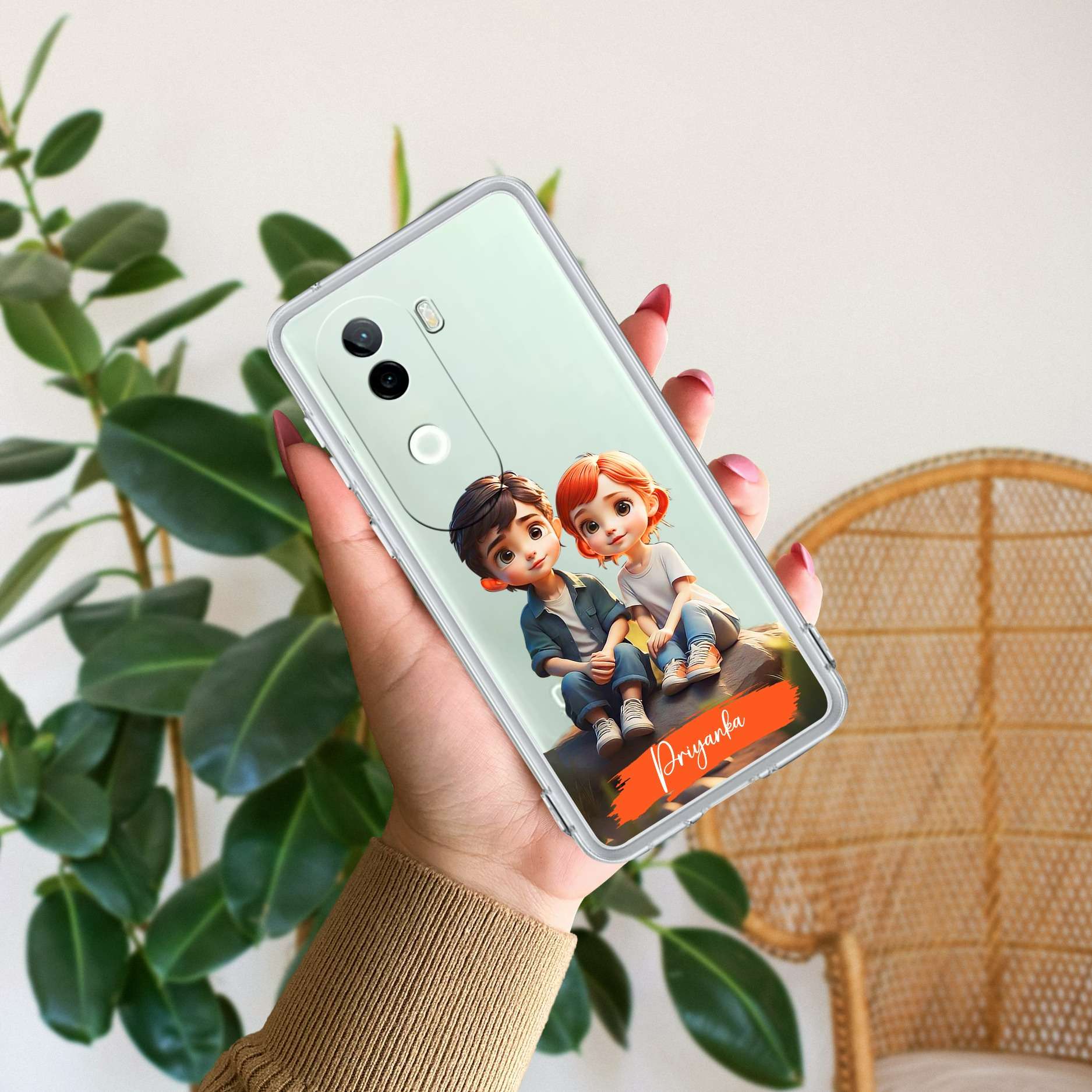 Cute Love Couple Customize Transparent Silicon Case For Vivo