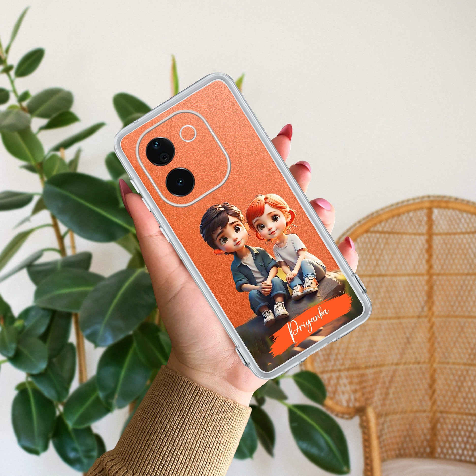 Cute Love Couple Customize Transparent Silicon Case For Vivo