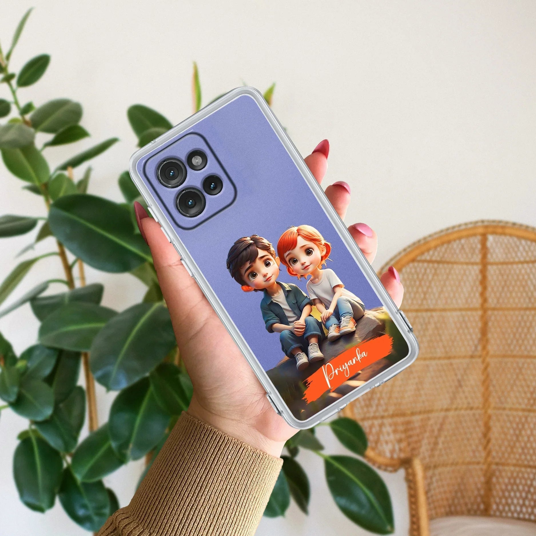 Cute Love Couple Customize Anti Yellow Clear Phone Case Motorola - ShopOnCliQ