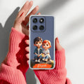Cute Love Couple Customize Transparent Silicon Case For Motorola Edge 50 Neo