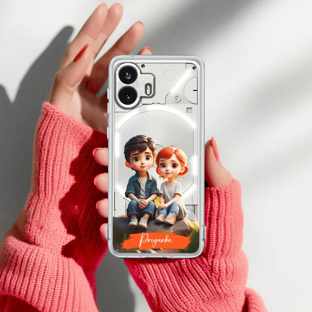 Cute Love Couple Customize Transparent Silicon Case For Nothing - ShopOnCliQ