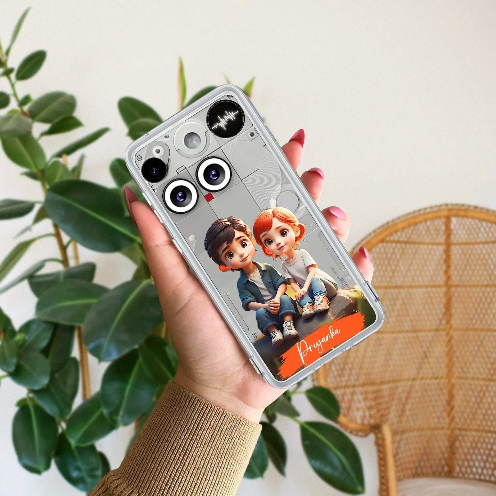 Cute Love Couple Customize Transparent Silicon Case For Nothing - ShopOnCliQ