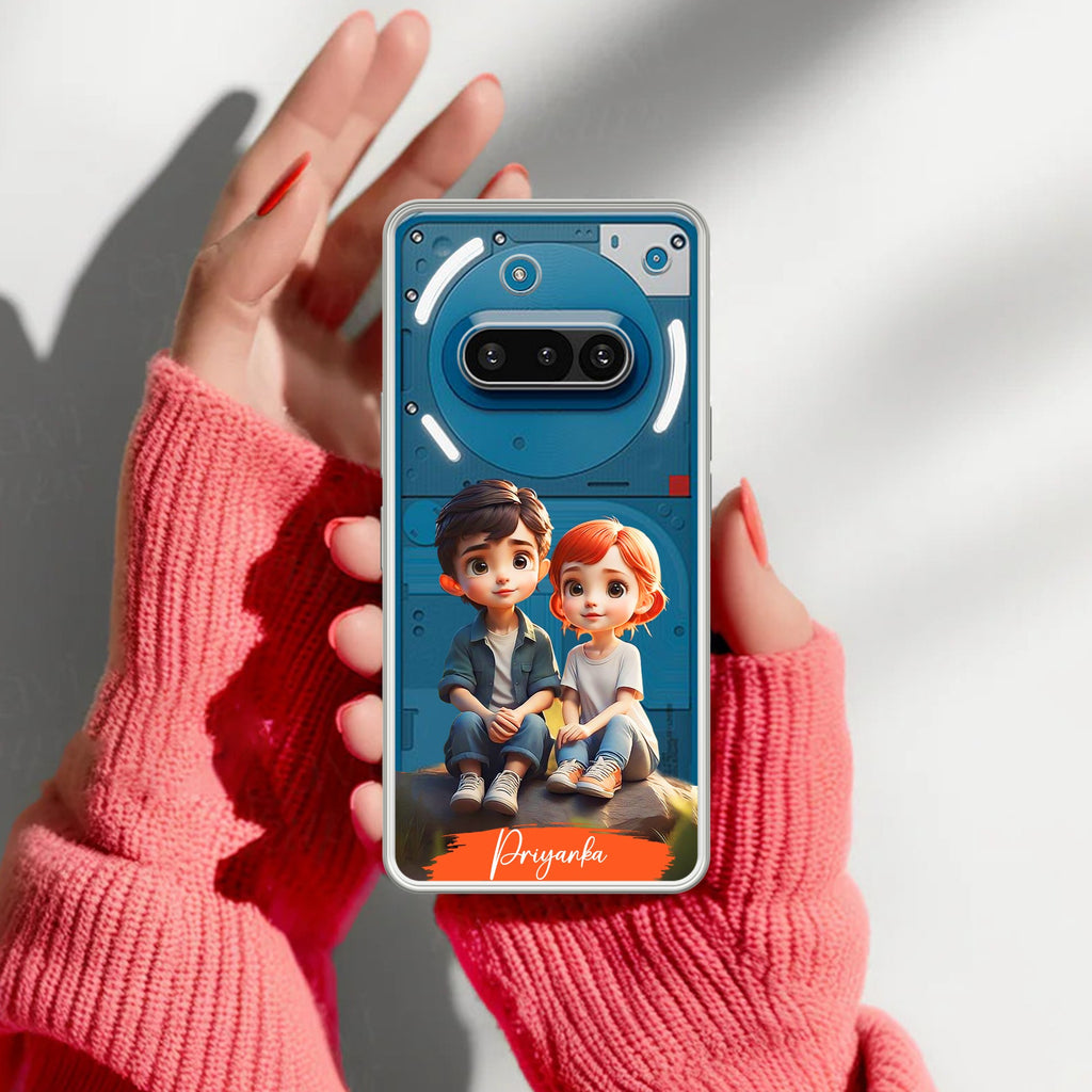 Cute Love Couple Customize Anti Yellow Case For Nothing Phone 3A 5G