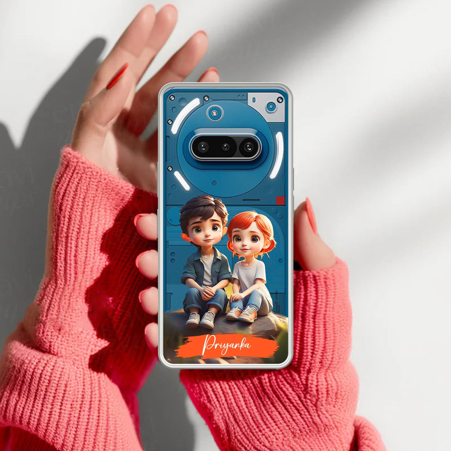 Cute Love Couple Customize Transparent Silicon Case For Nothing