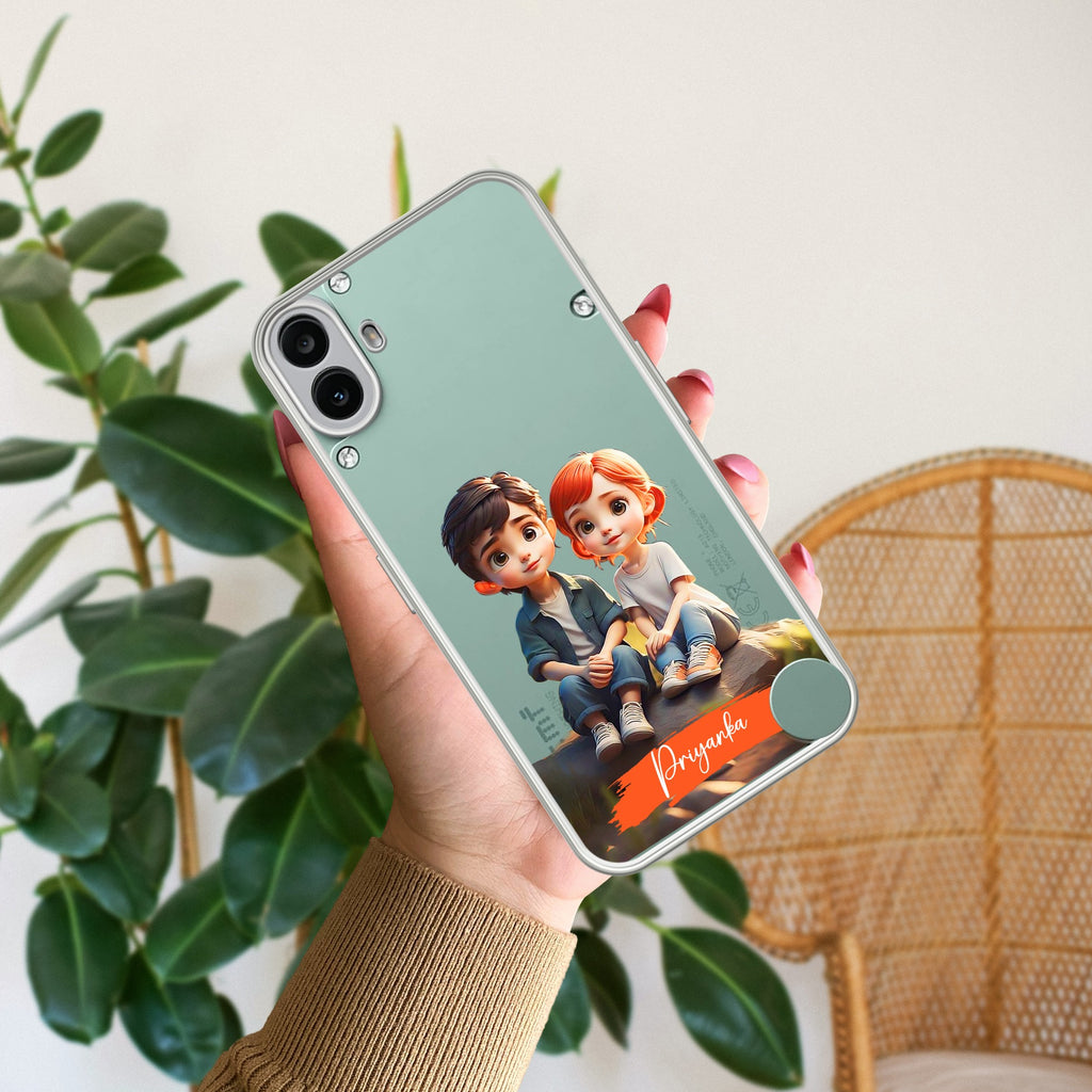 Cute Love Couple Customize Anti Yellow Case For CMF Nothing Phone 1 5G