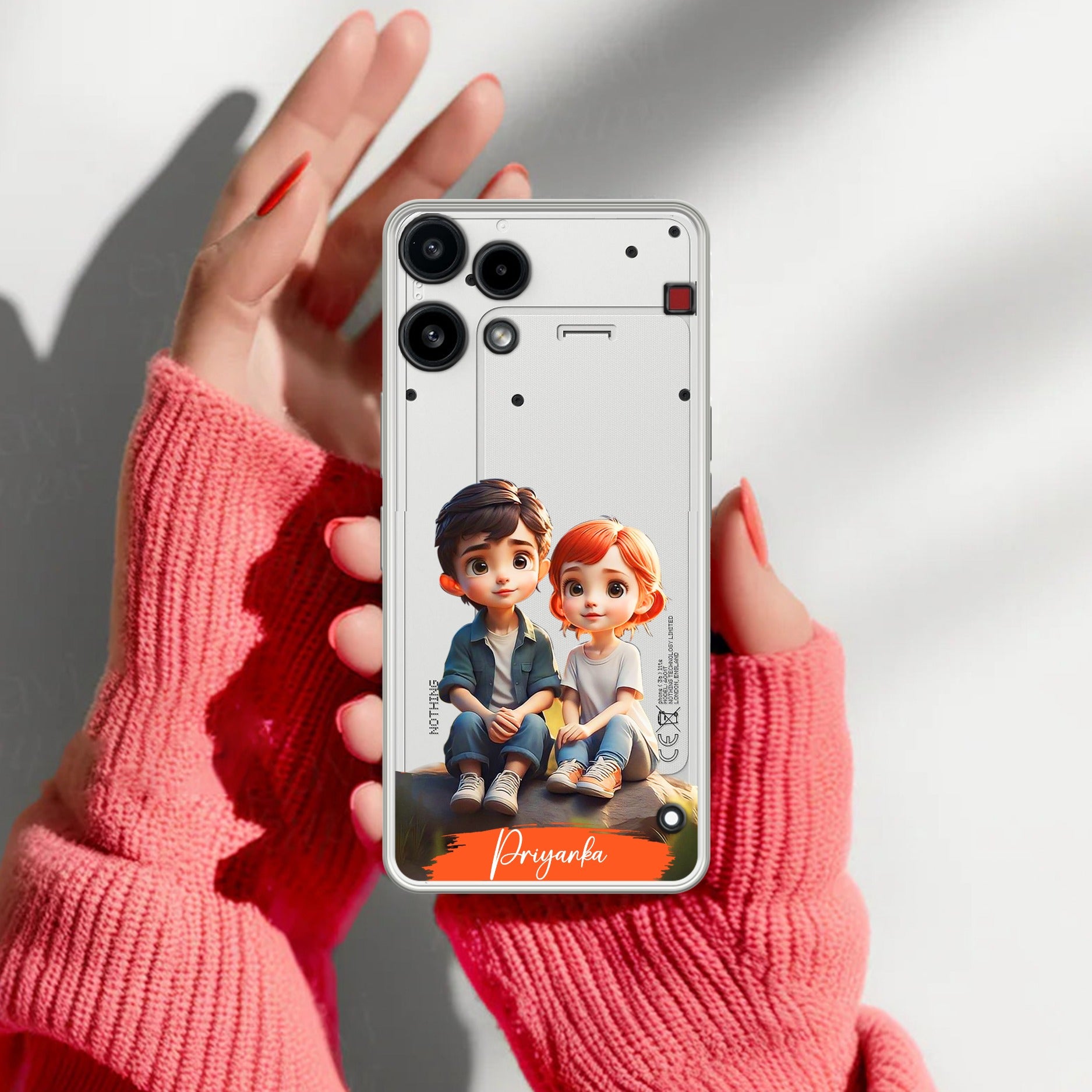 Cute Love Couple Customize Transparent Silicon Case For Nothing