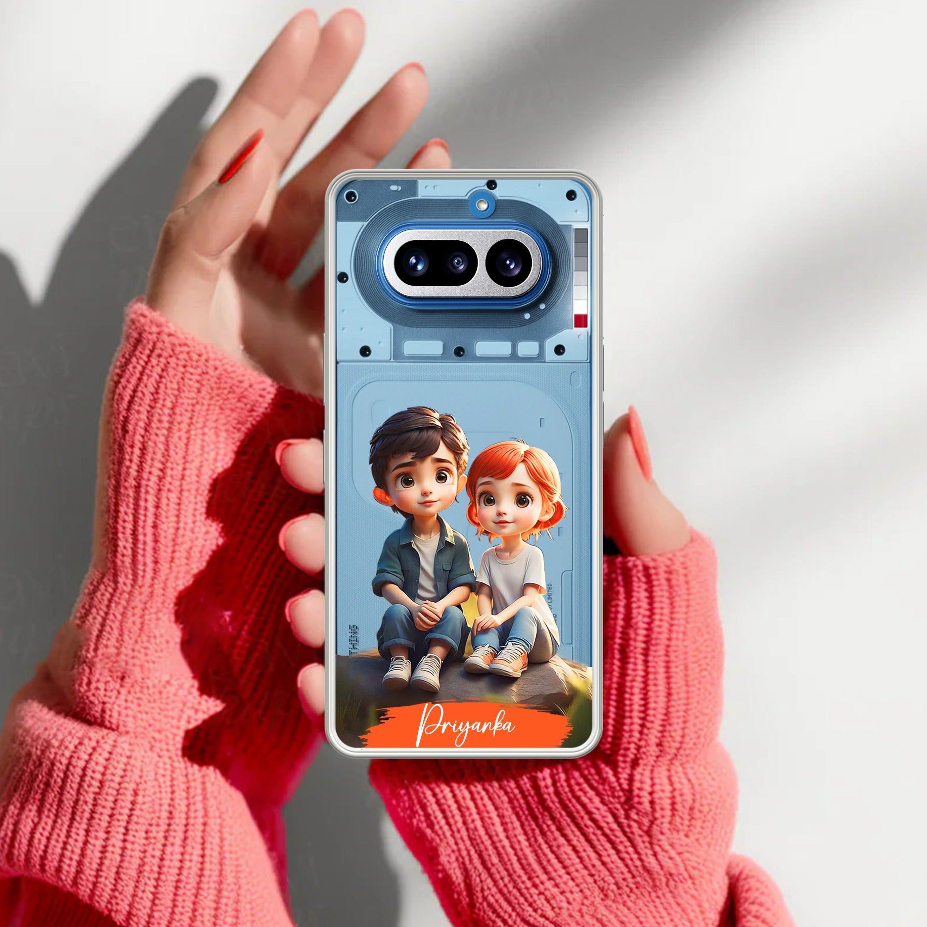 Cute Love Couple Customize Transparent Silicon Case For Nothing