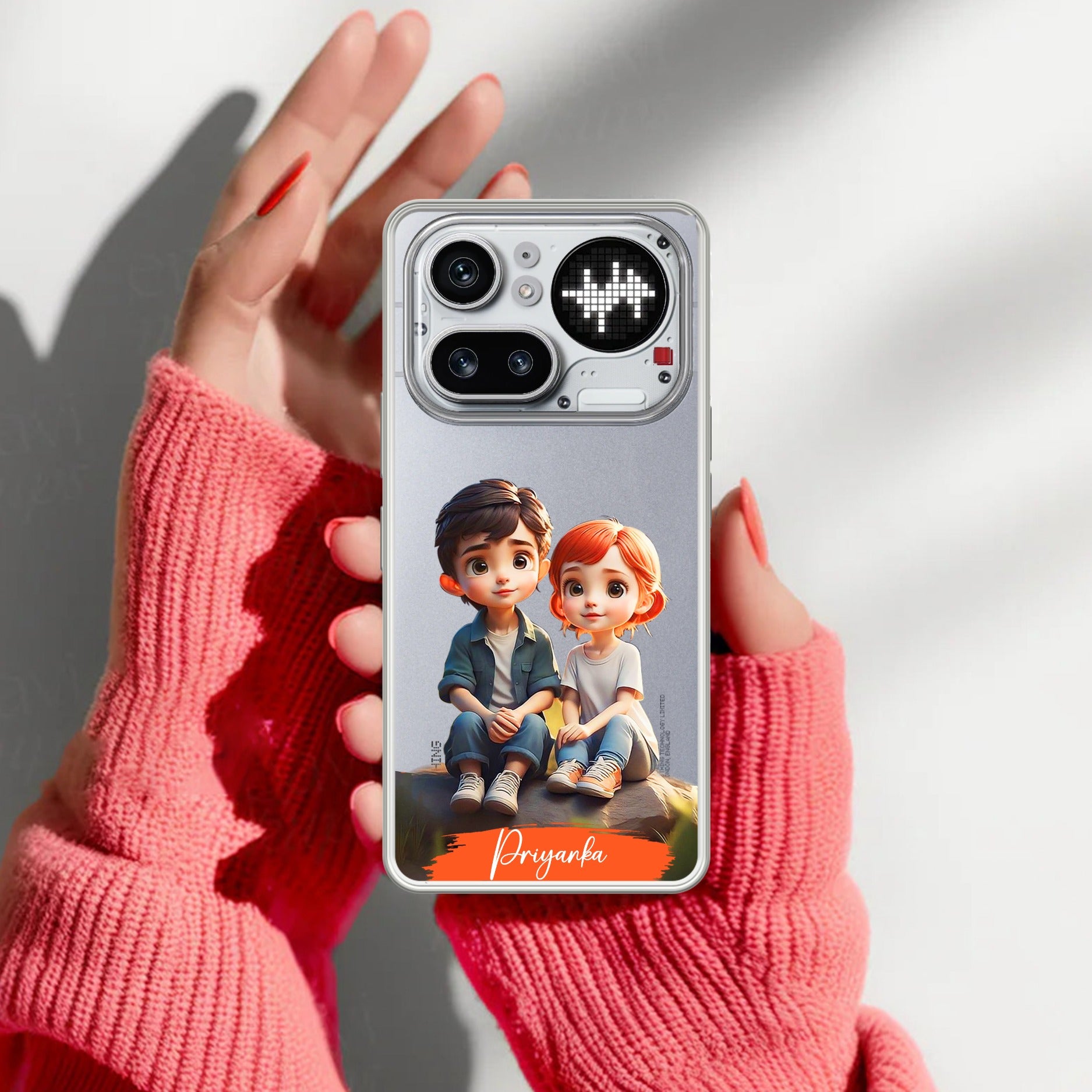 Cute Love Couple Customize Transparent Silicon Case For Nothing