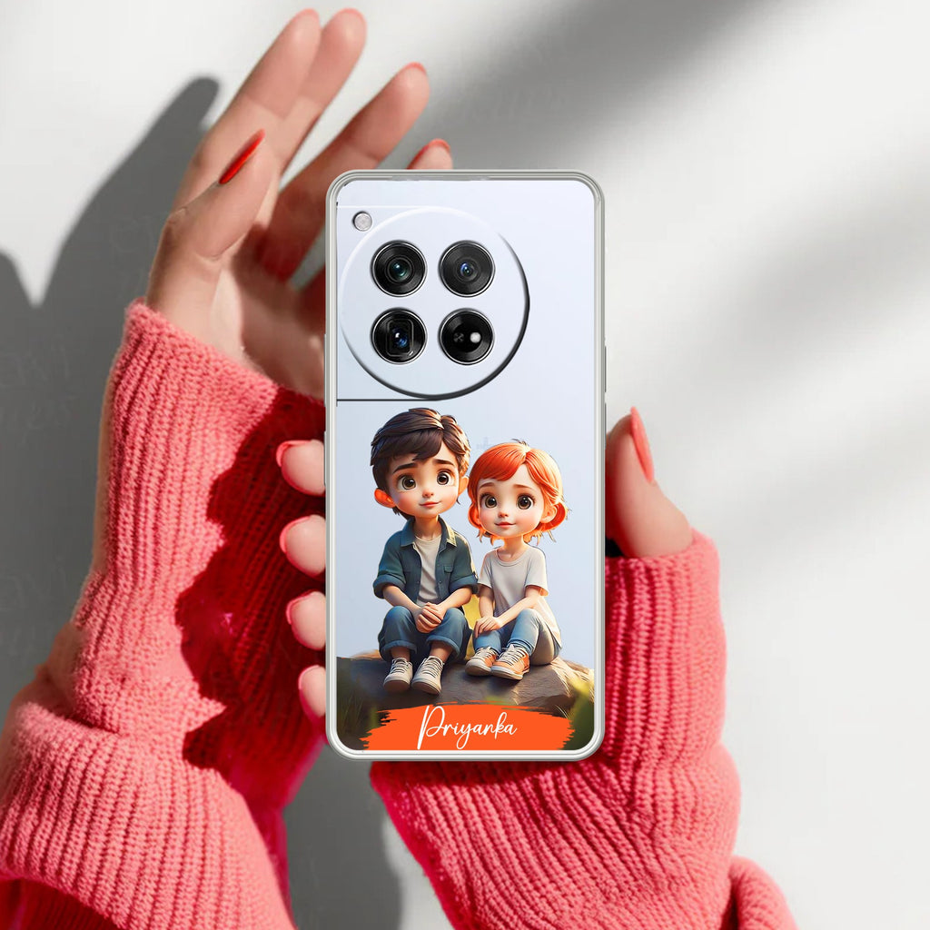 Cute Love Couple Customize Transparent Silicon Case For OnePlus