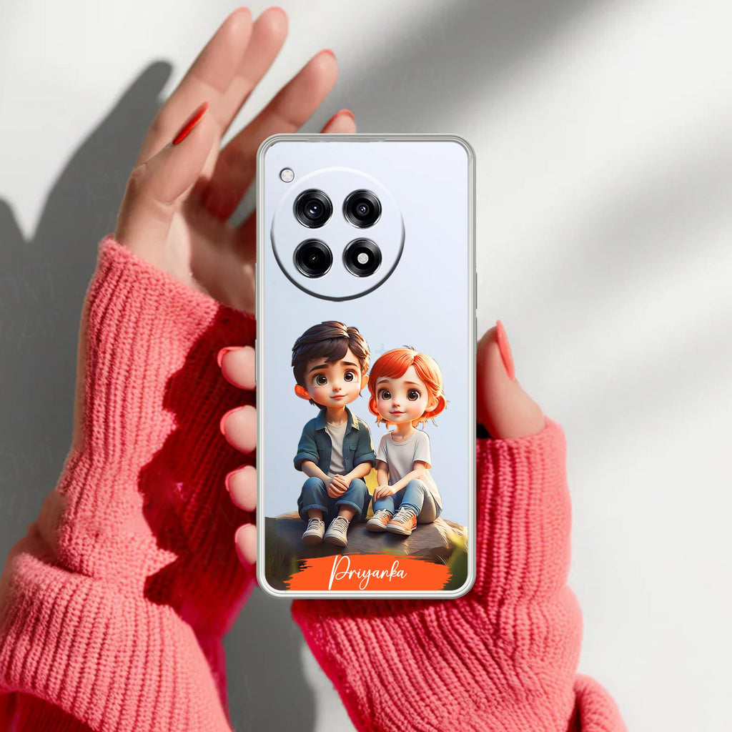 Cute Love Couple Customize Anti Yellow Case For OnePlus 12R 5G