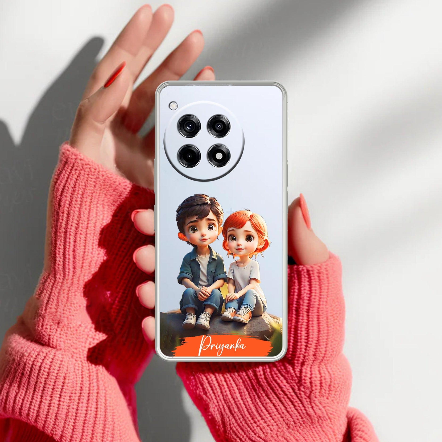Cute Love Couple Customize Anti Yellow Case For OnePlus 12R 5G