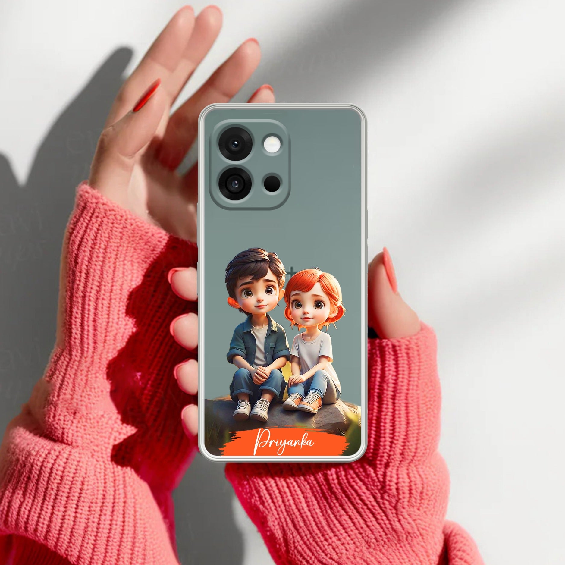 Cute Love Couple Customize Transparent Silicon Case For OnePlus 13s 5G