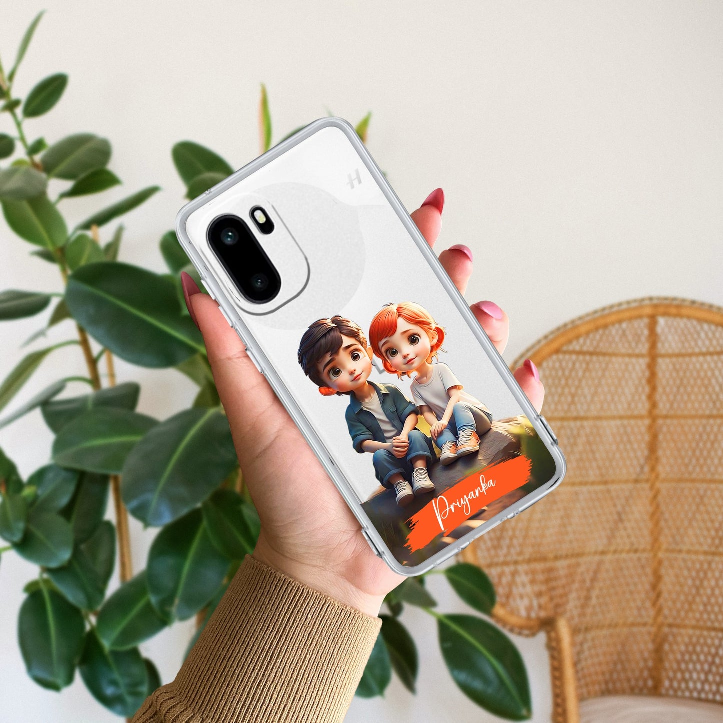 Cute Love Couple Customize Transparent Silicon Case For OnePlus