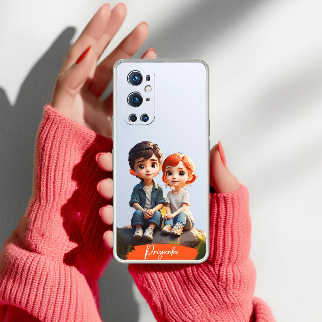 Cute Love Couple Customize Anti Yellow Case For OnePlus 9 Pro