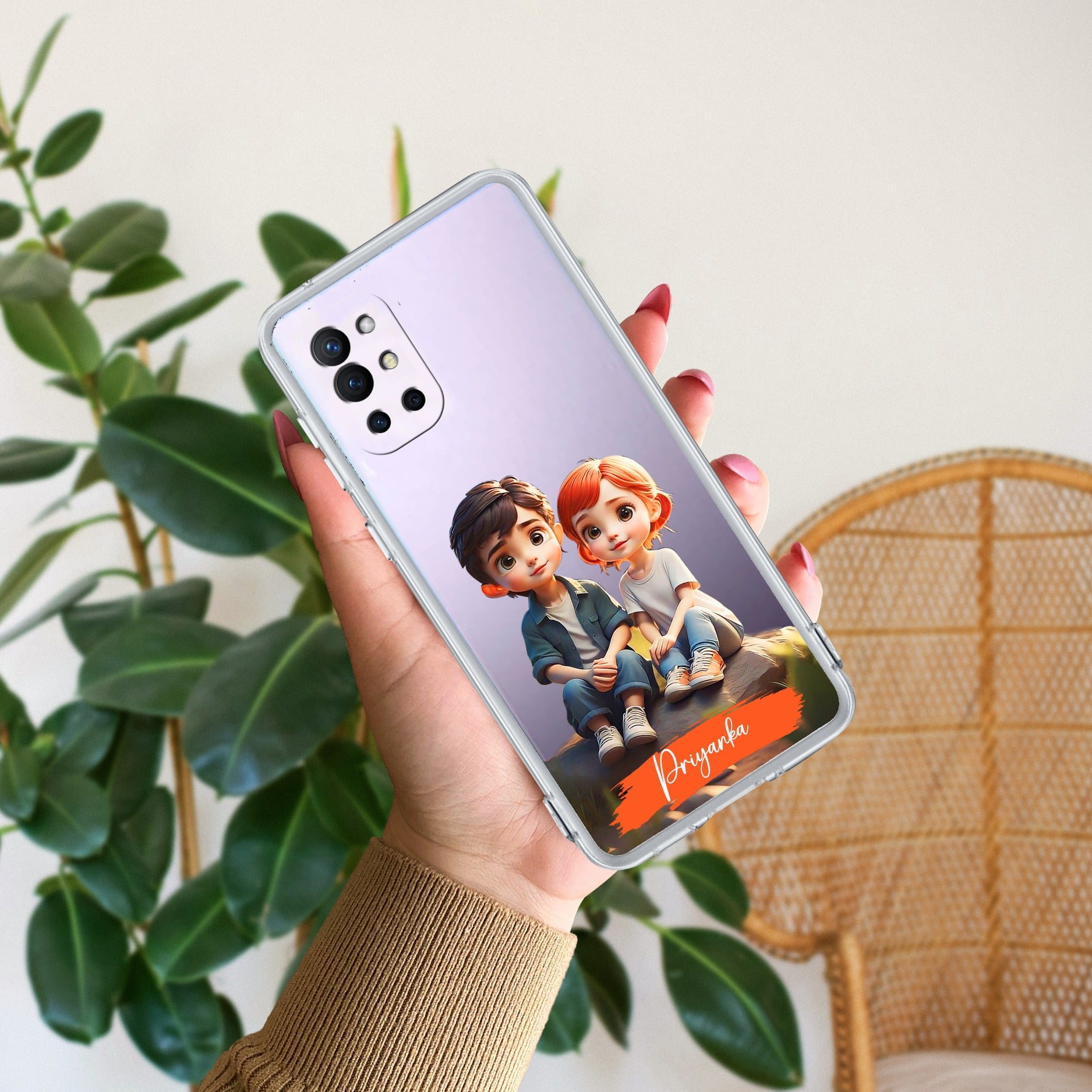 Cute Love Couple Customize Anti Yellow Case For OnePlus 8t / OnePlus 9R