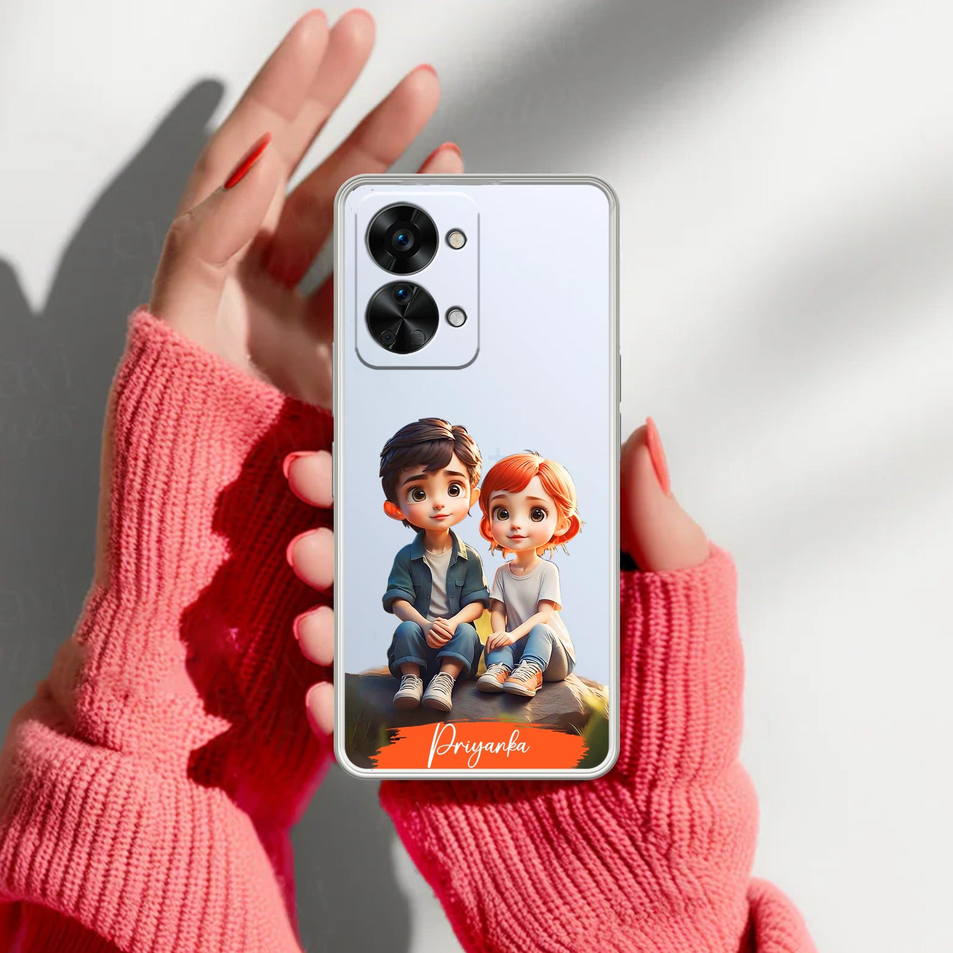 Cute Love Couple Customize Anti Yellow Case For OnePlus Nord 2T 5G