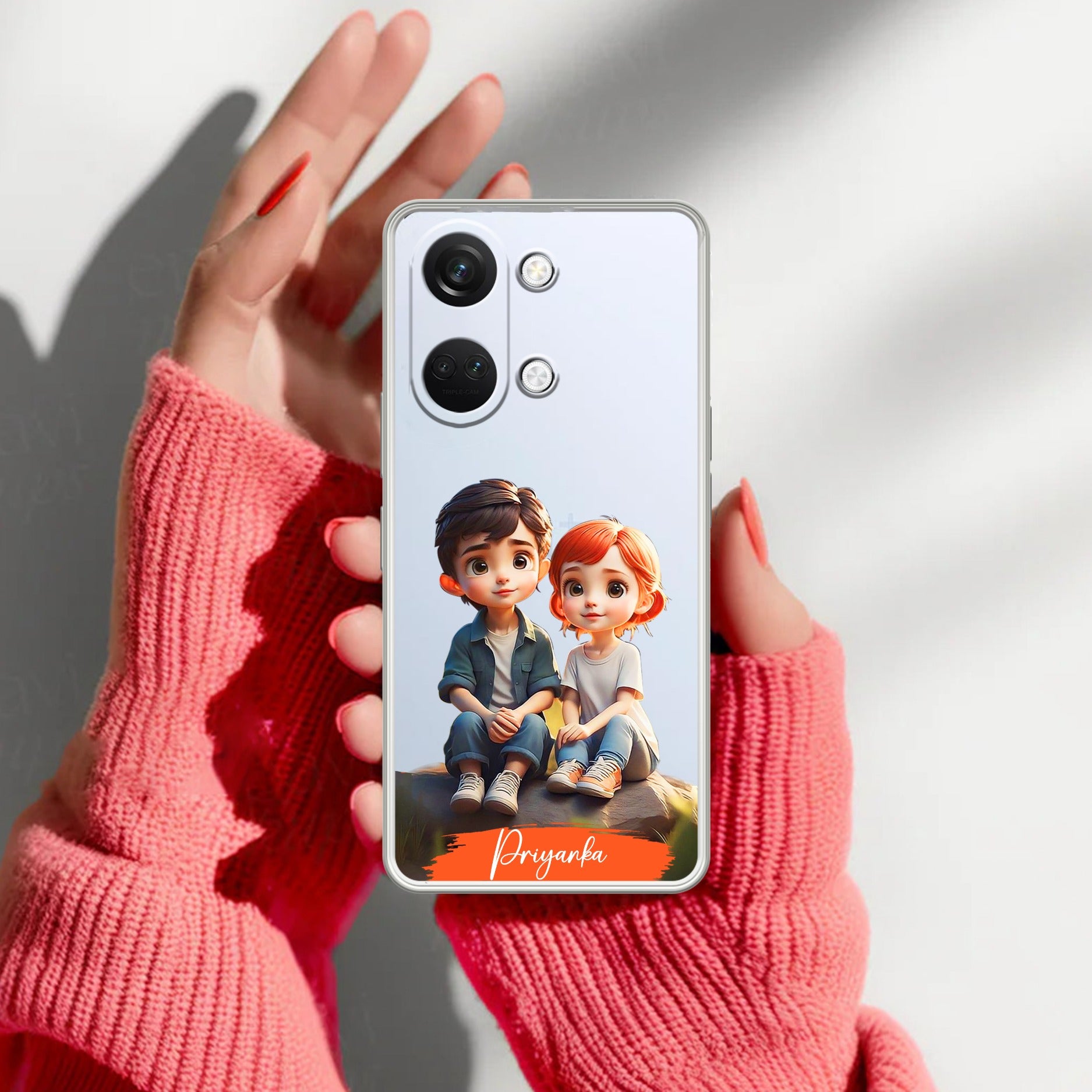 Cute Love Couple Customize Transparent Silicon Case For OnePlus