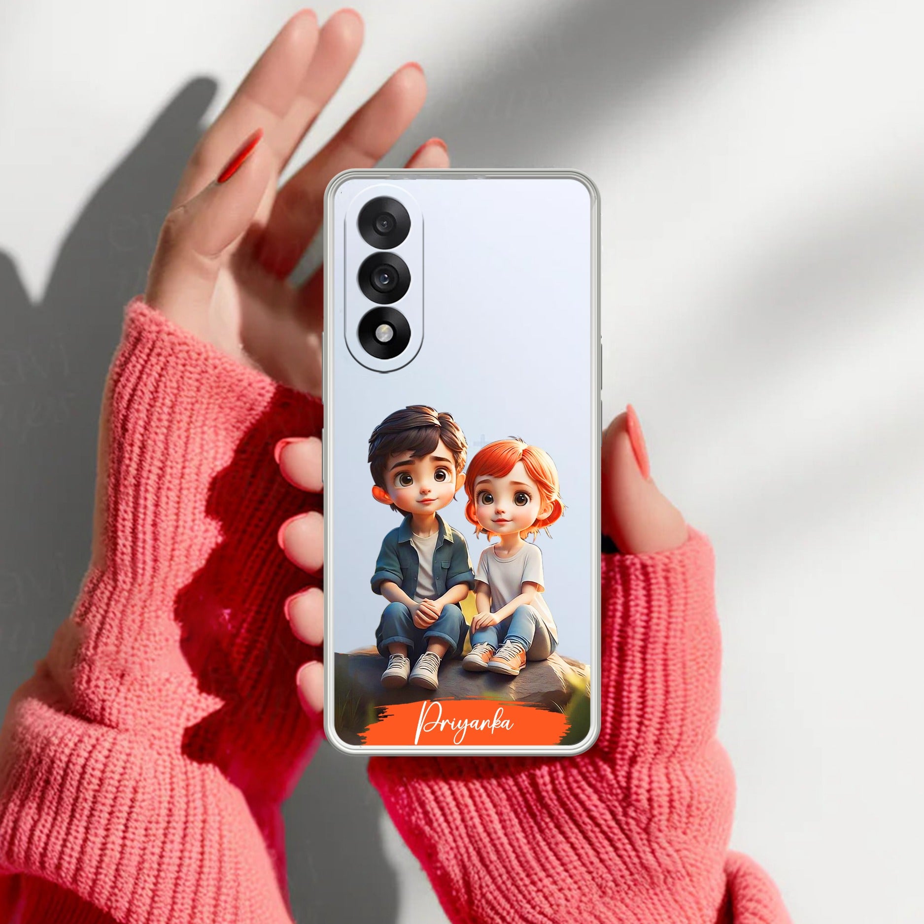 Cute Love Couple Customize Anti Yellow Case For OnePlus Nord 5 5G