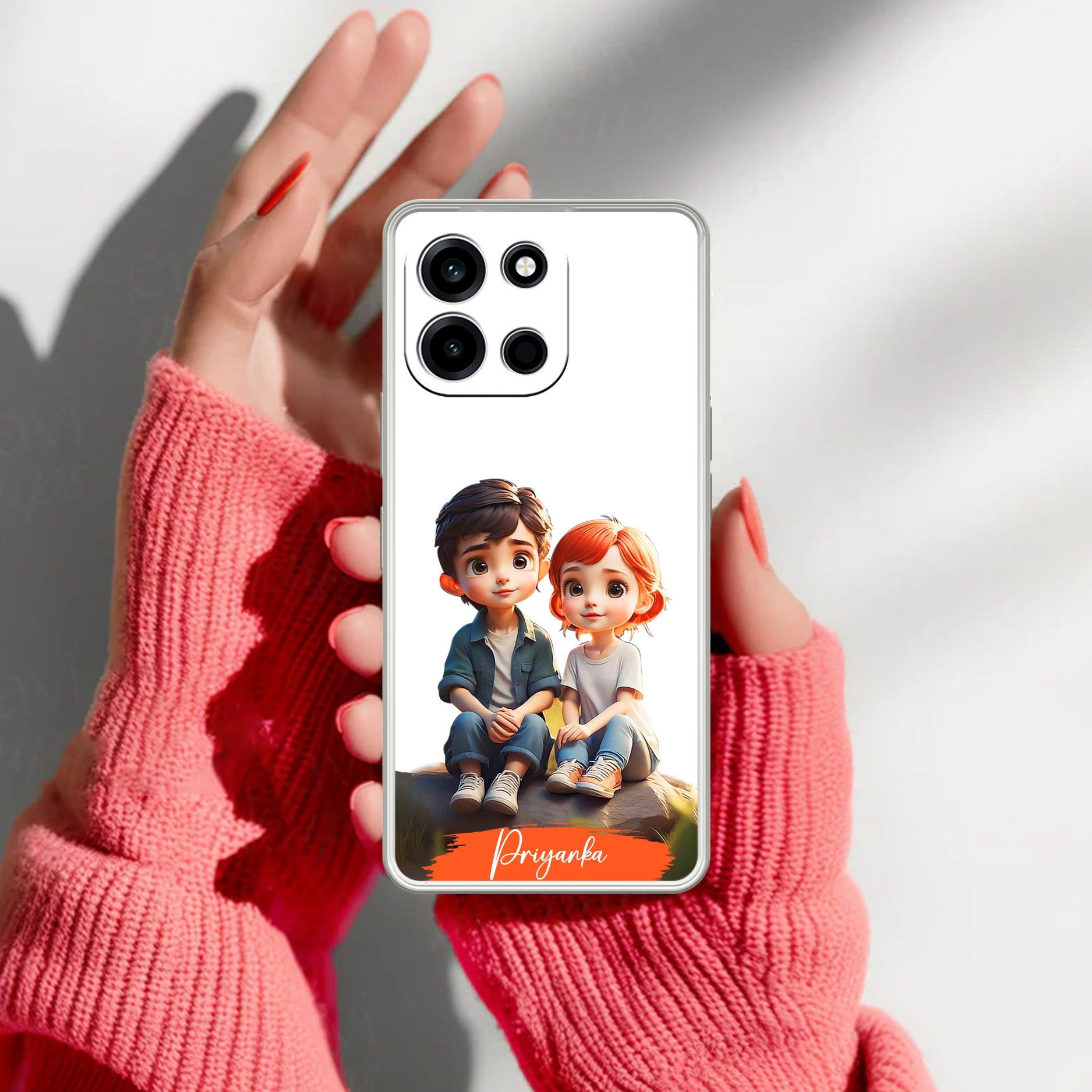 Cute Love Couple Customize Transparent Silicon Case For OnePlus Nord 6 5G