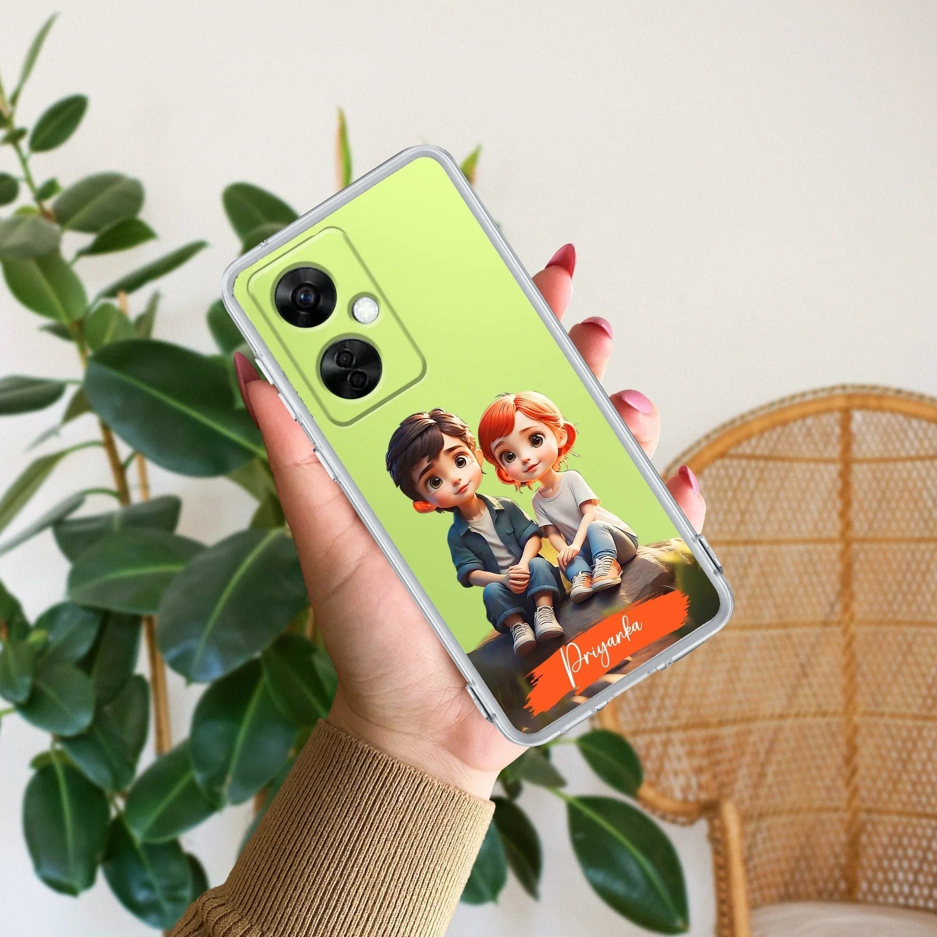 Cute Love Couple Customize Anti Yellow Clear Phone Case OnePlus