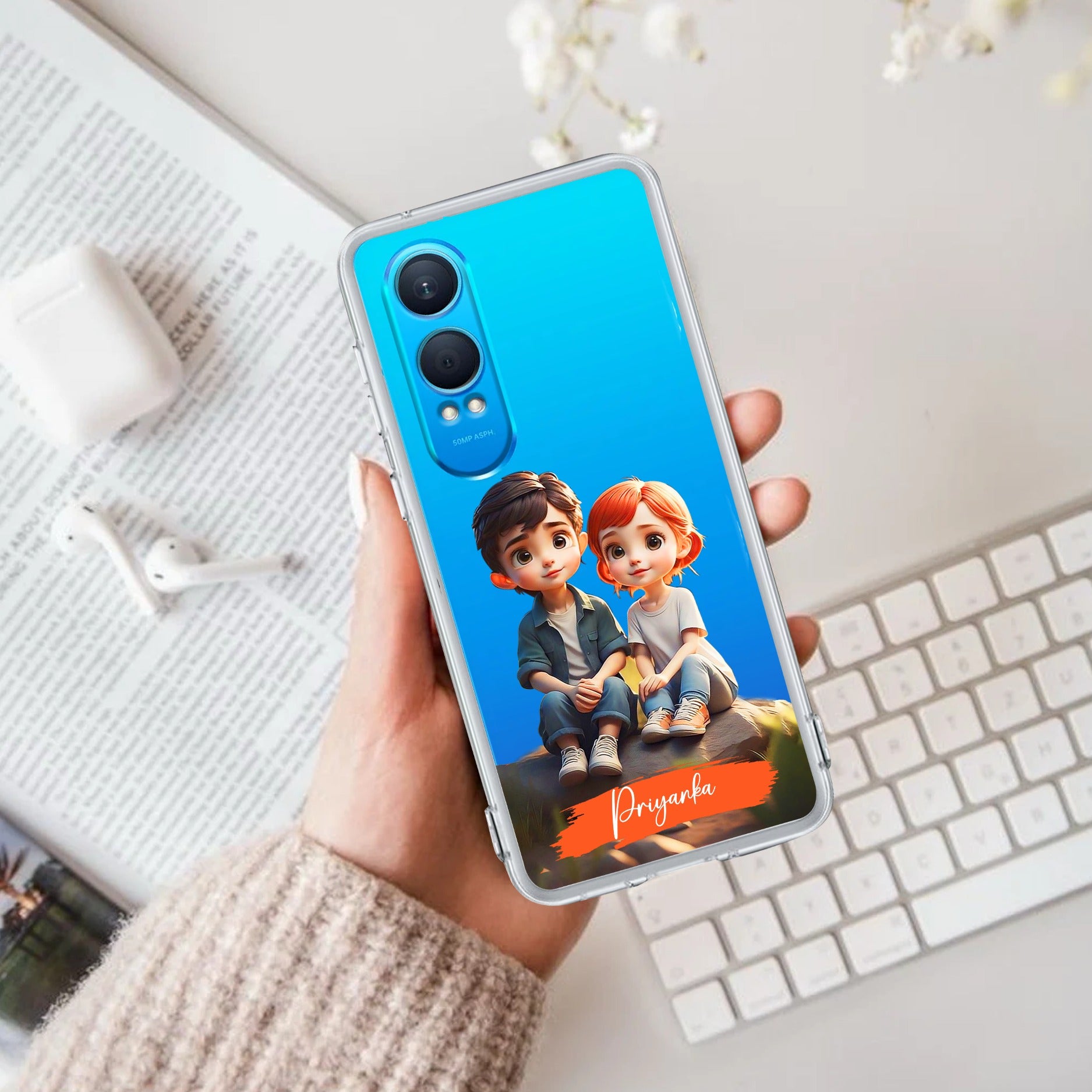 Cute Love Couple Customize Anti Yellow Case For OnePlus Nord CE 4 Lite 5G