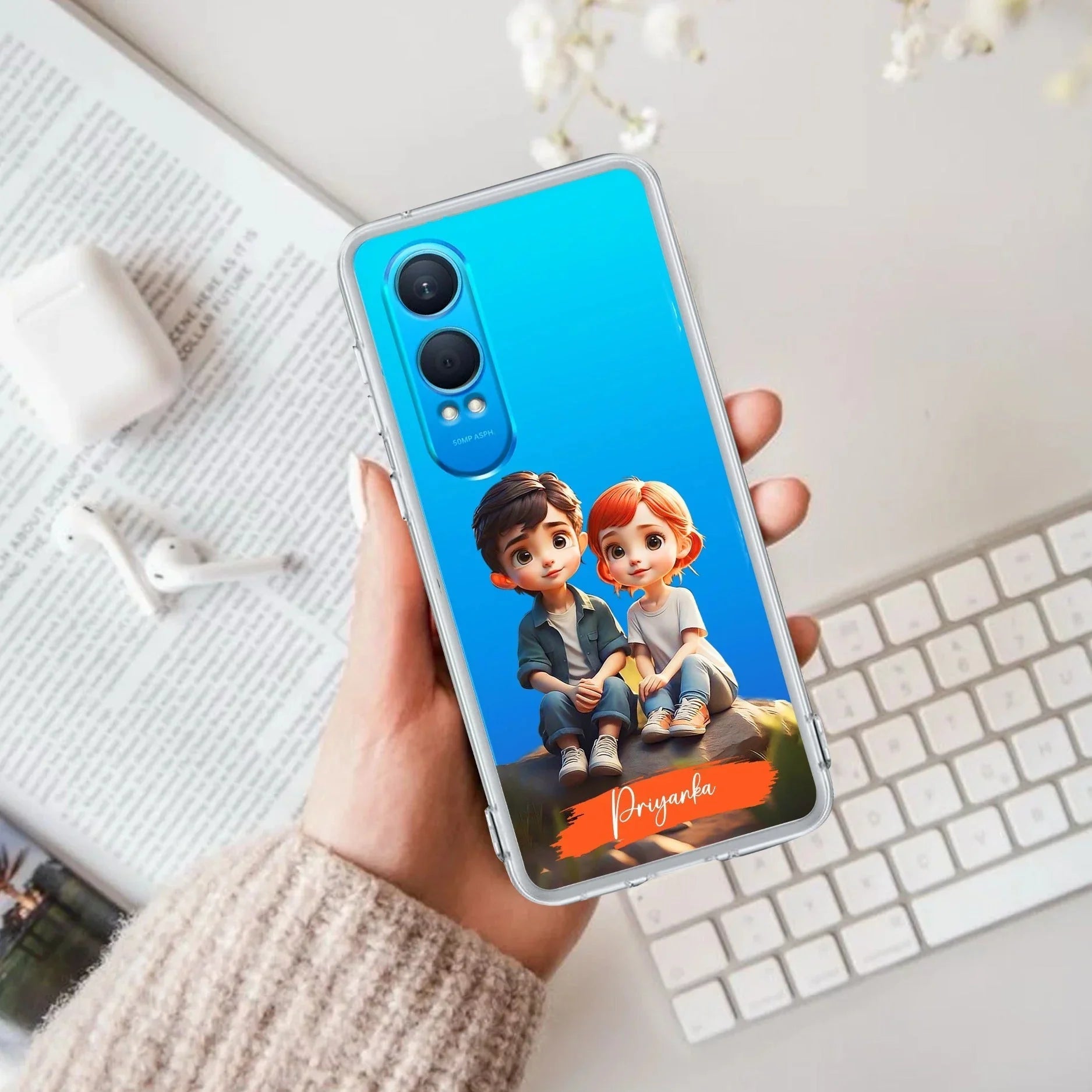 Cute Love Couple Customize Anti Yellow Clear Phone Case OnePlus