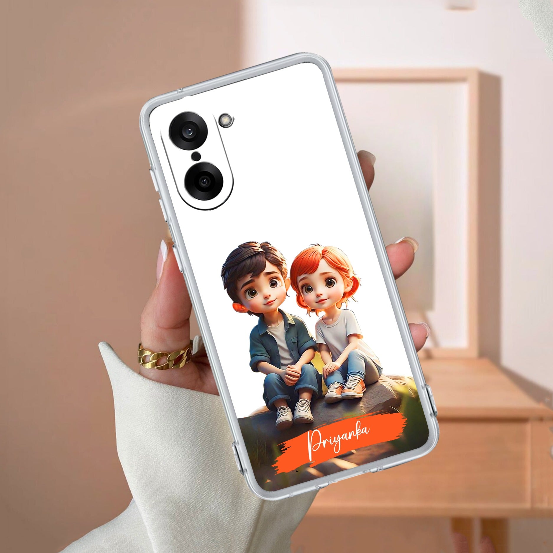 Cute Love Couple Customize Transparent Silicon Case For OnePlus