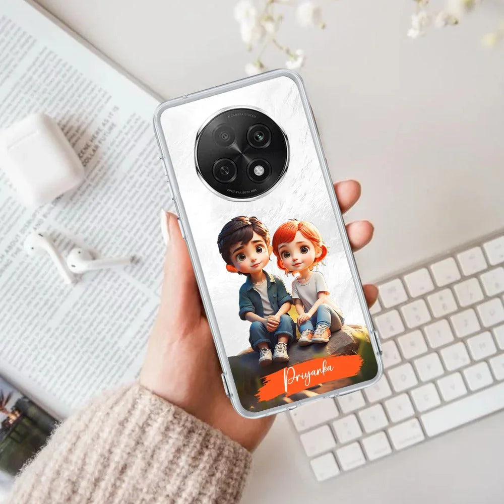 Cute Love Couple Customize Anti Yellow Clear Phone Case Oppo - ShopOnCliQ