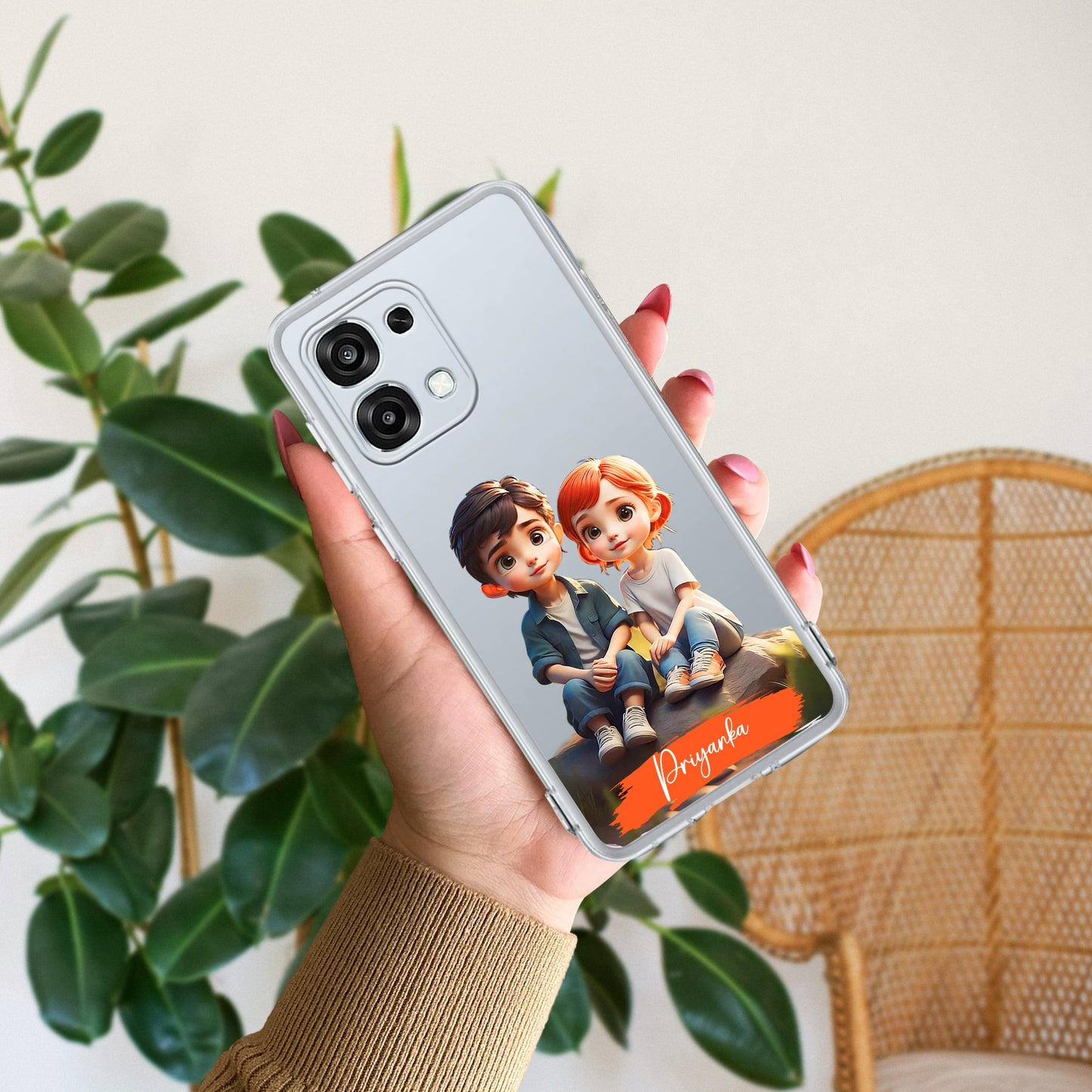 Cute Love Couple Customize Transparent Silicon Case For Oppo