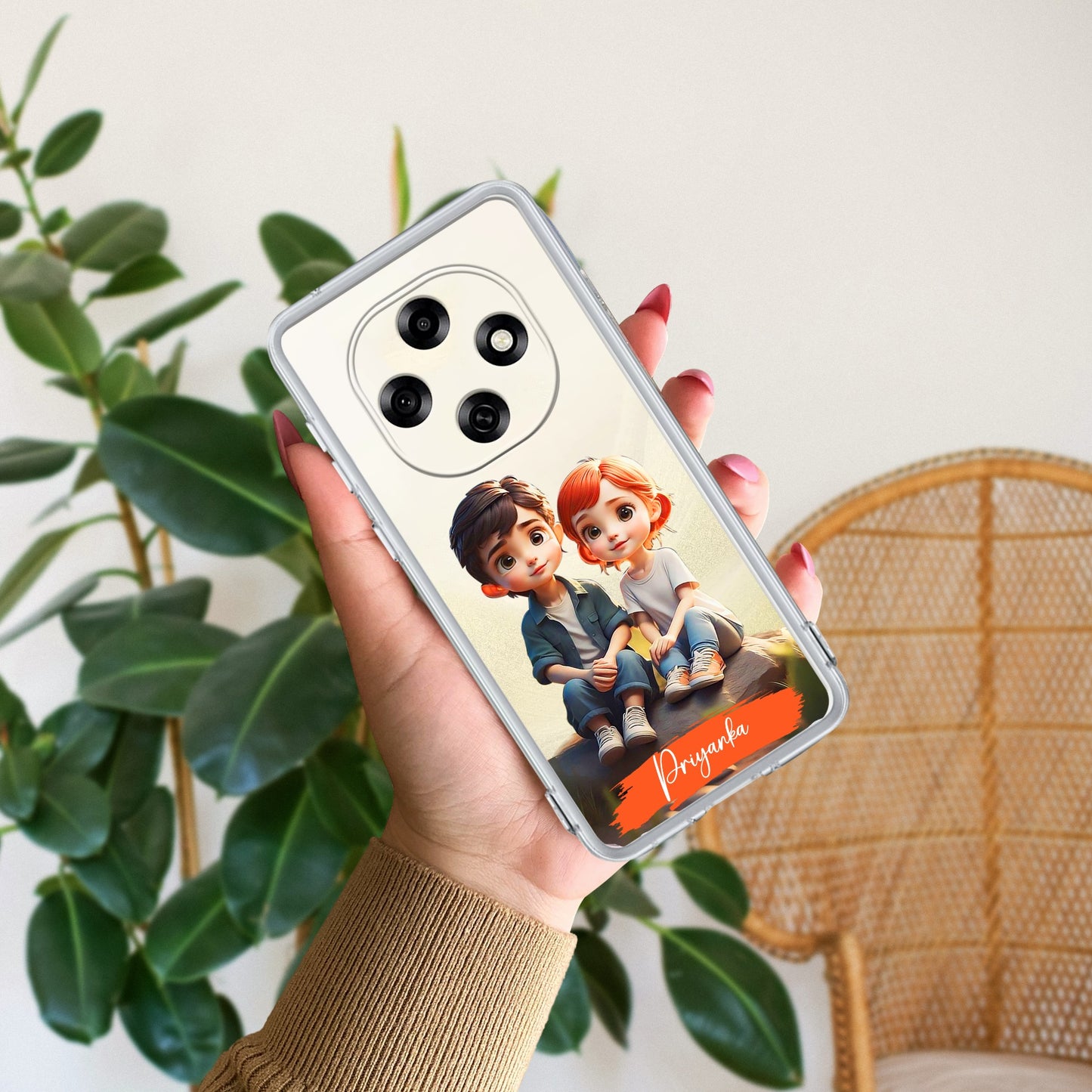 Cute Love Couple Customize Transparent Silicon Case For Oppo