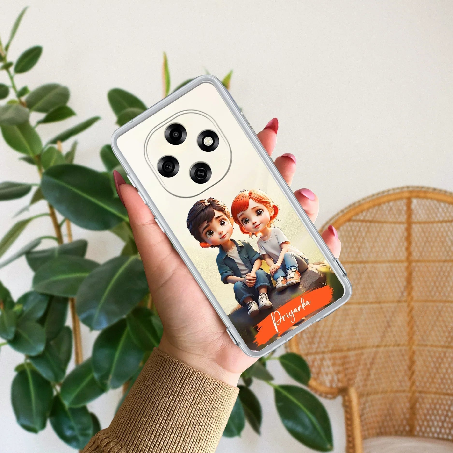 Cute Love Couple Customize Anti Yellow Clear Phone Case Oppo - ShopOnCliQ