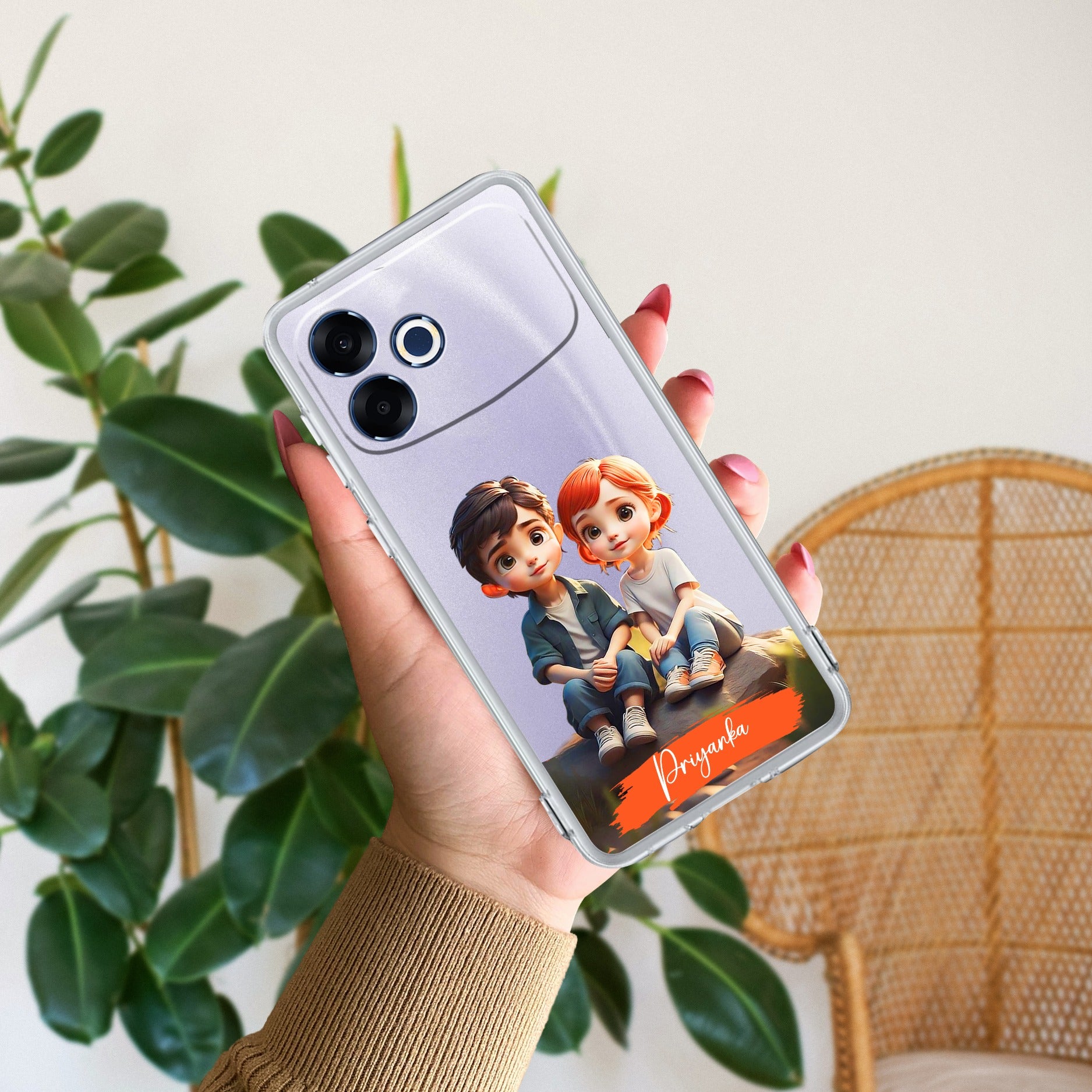 Cute Love Couple Customize Transparent Silicon Case For Oppo F33 Pro 5G