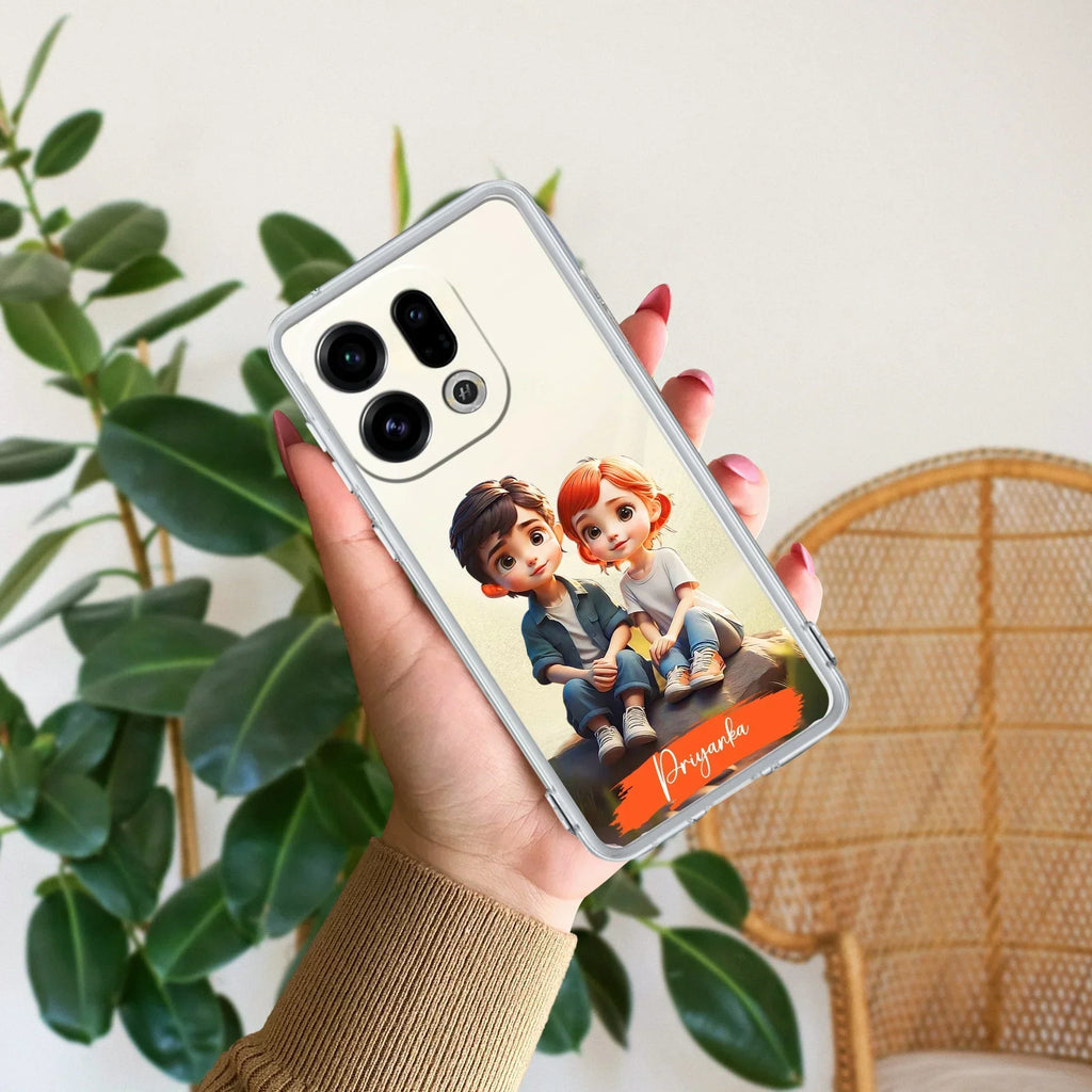 Cute Love Couple Customize Transparent Silicon Case For Oppo F31 Pro 5G