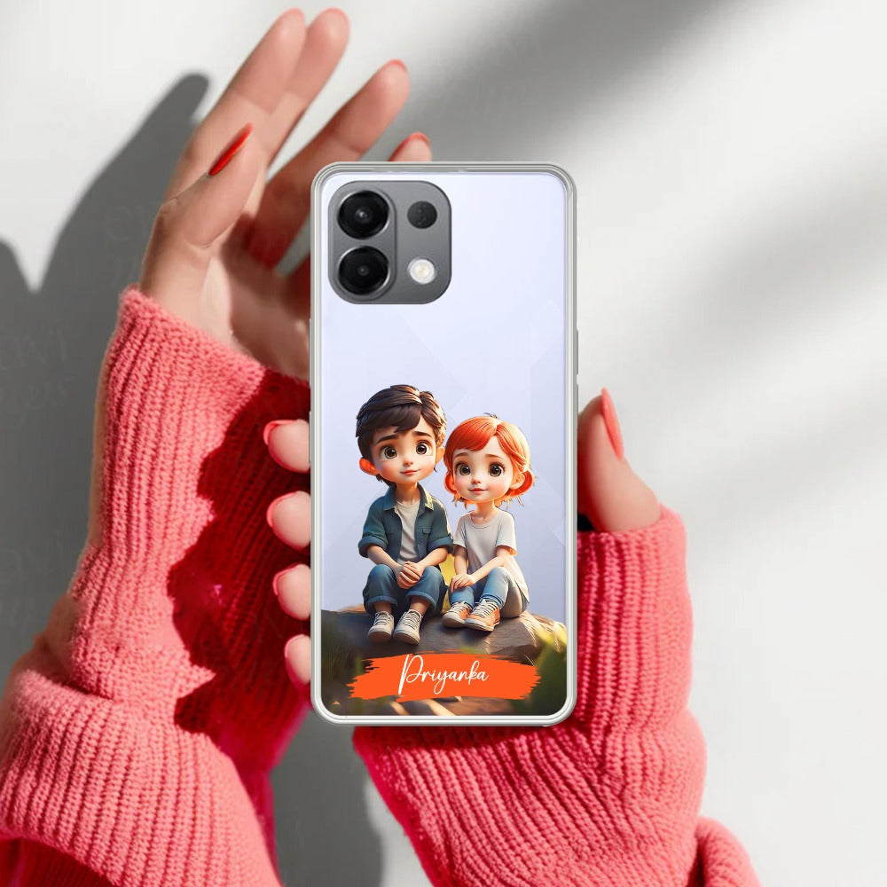 Cute Love Couple Customize Transparent Silicon Case For Oppo