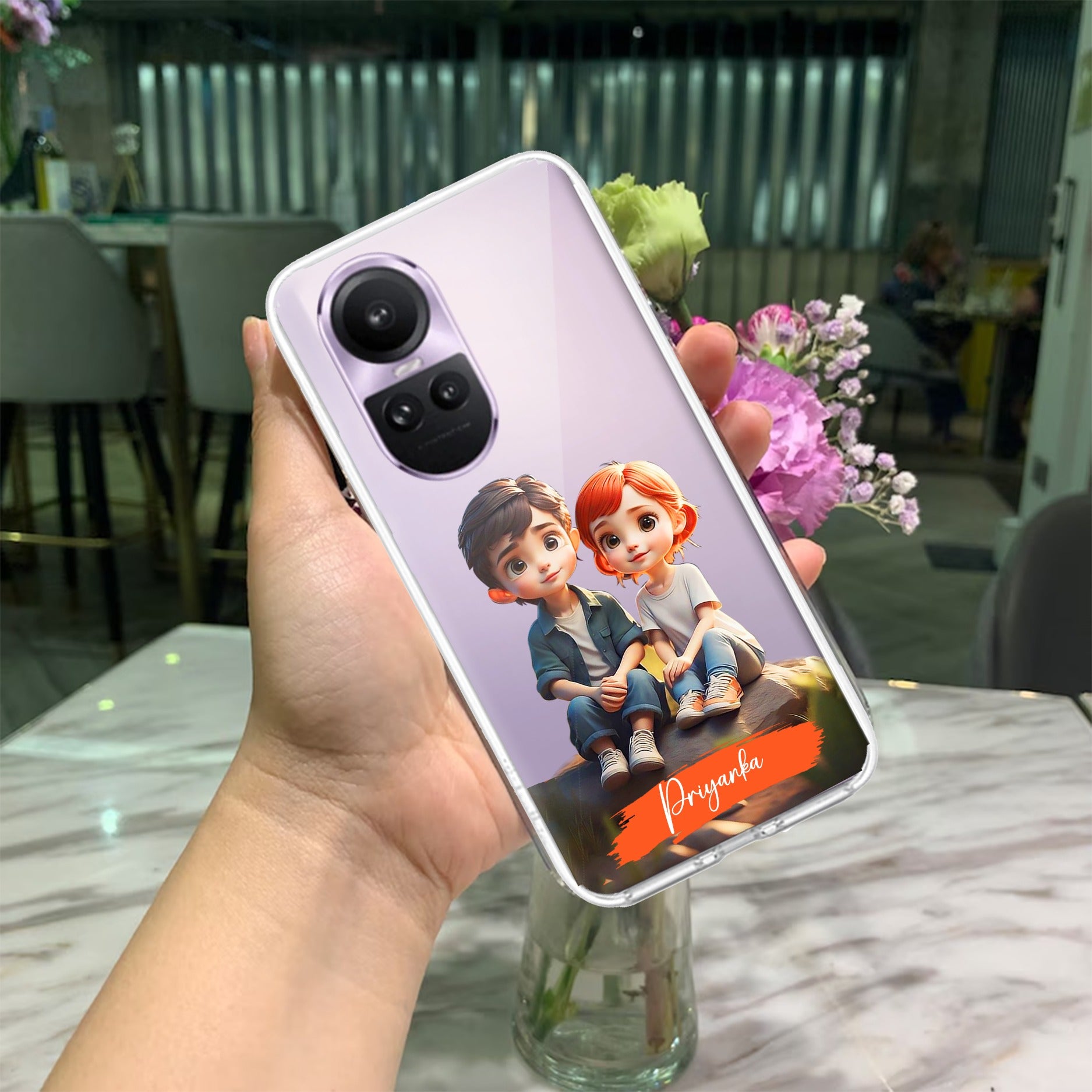 Cute Love Couple Customize Anti Yellow Case For Oppo Reno 10 5G