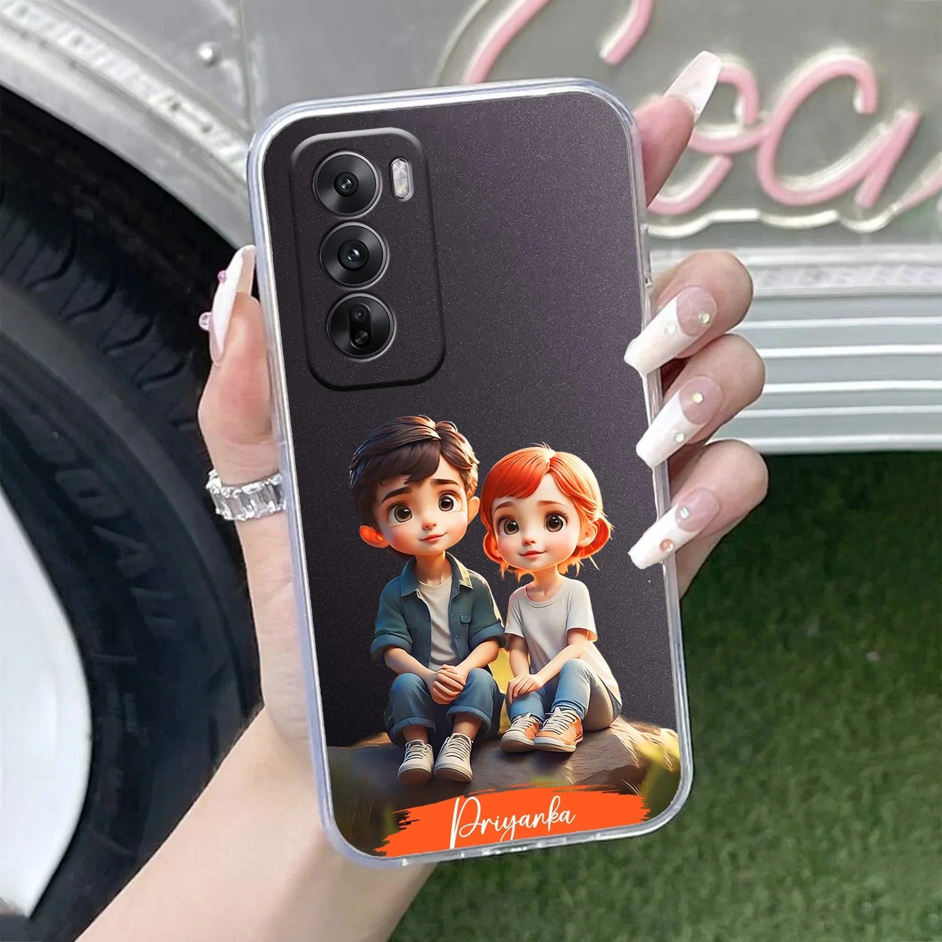 Cute Love Couple Customize Anti Yellow Clear Phone Case Oppo - ShopOnCliQ
