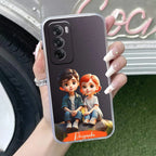 Cute Love Couple Customize Transparent Silicon Case For Oppo A17