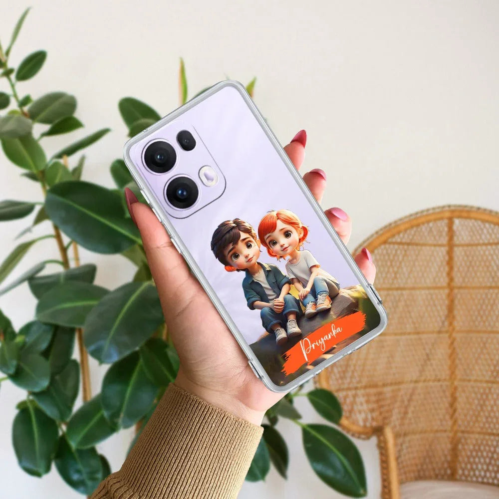Cute Love Couple Customize Anti Yellow Clear Phone Case Oppo - ShopOnCliQ