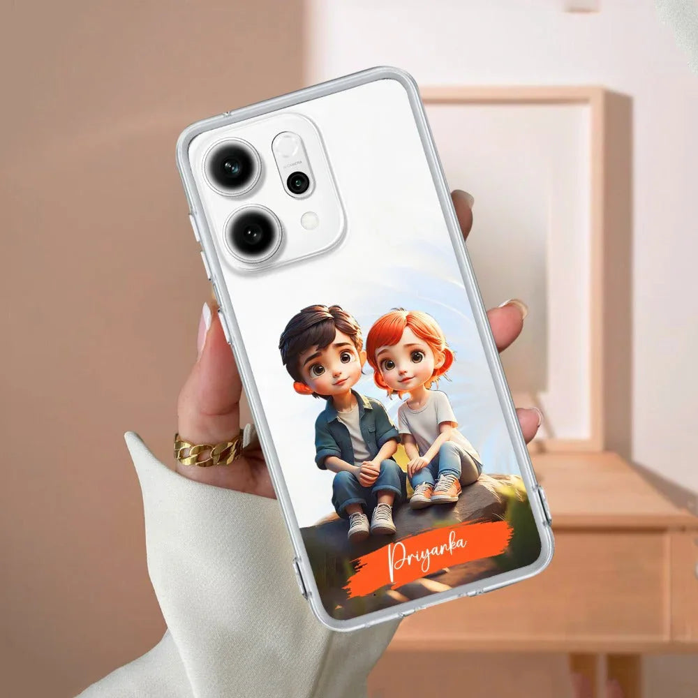 Cute Love Couple Customize Anti Yellow Clear Phone Case Oppo - ShopOnCliQ